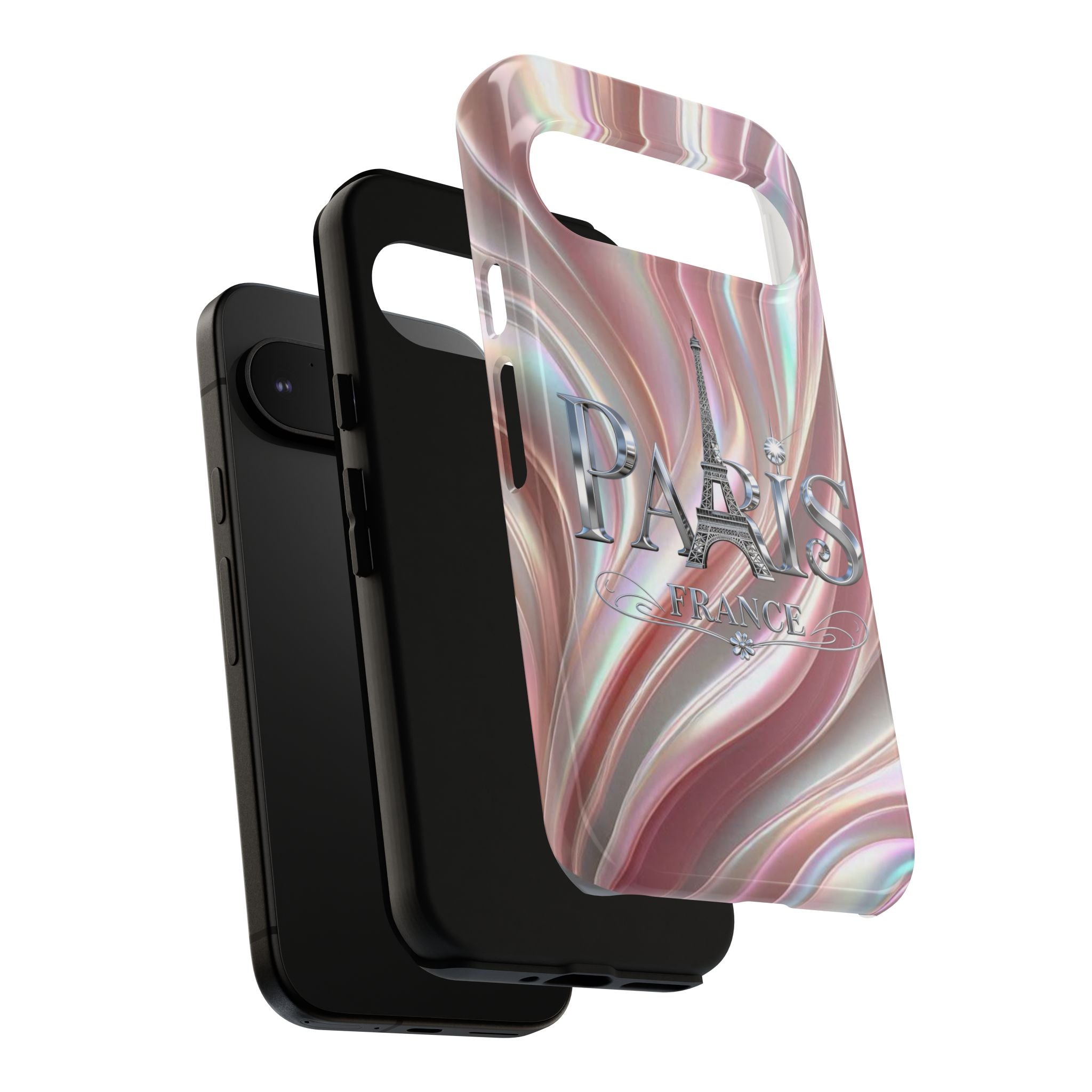 Paris Eiffel Phone Case — Iridescent Swirl Tough Case Printify