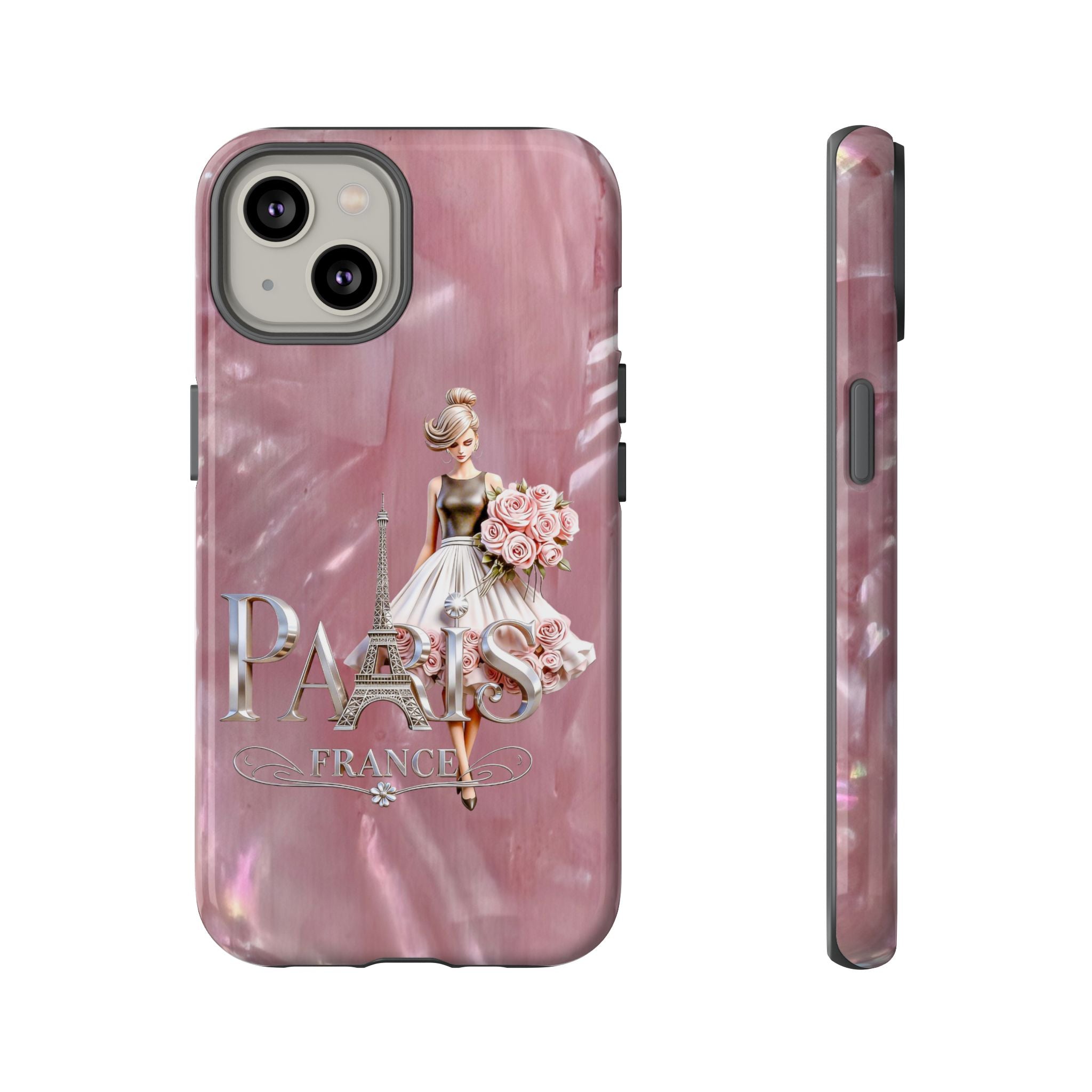 Paris Floral Phone Case - Pink Eiffel Tower Fashion Girl Tough Case Printify