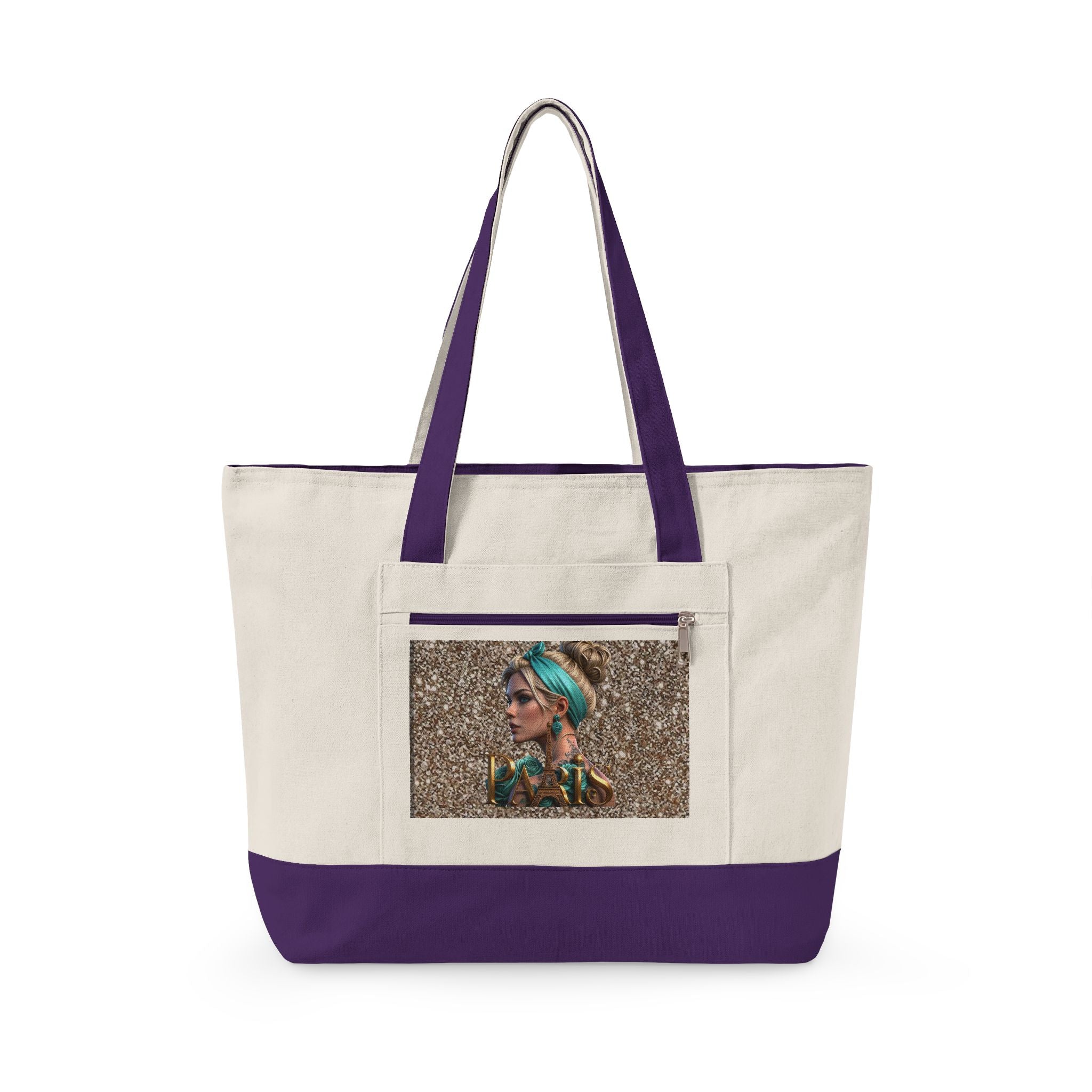 Canvas Tote Bag — Boho Woman Portrait on Glitter Background Printify