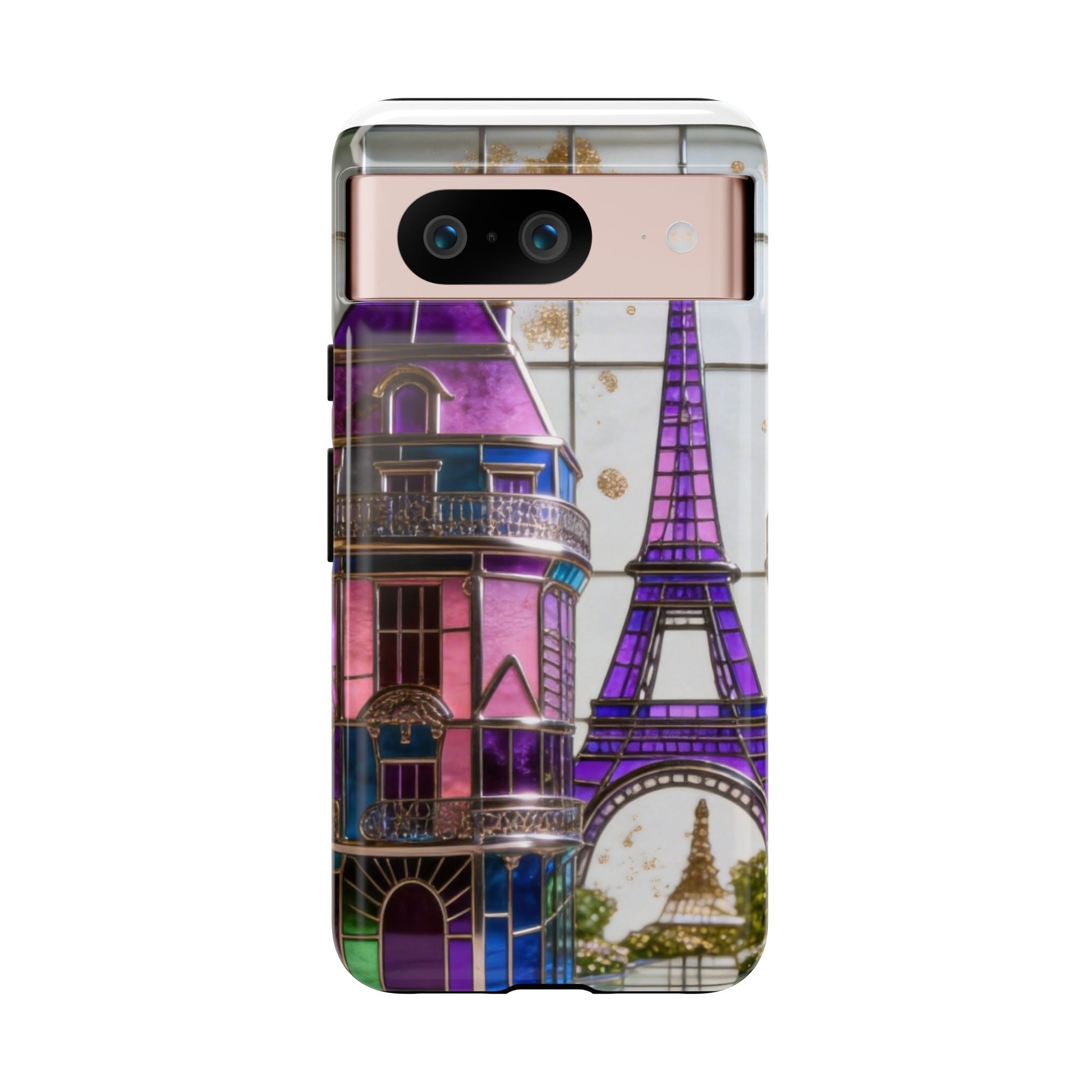 Parisian Eiffel Tower Tough Phone Case — Purple Vintage Cityscape Printify