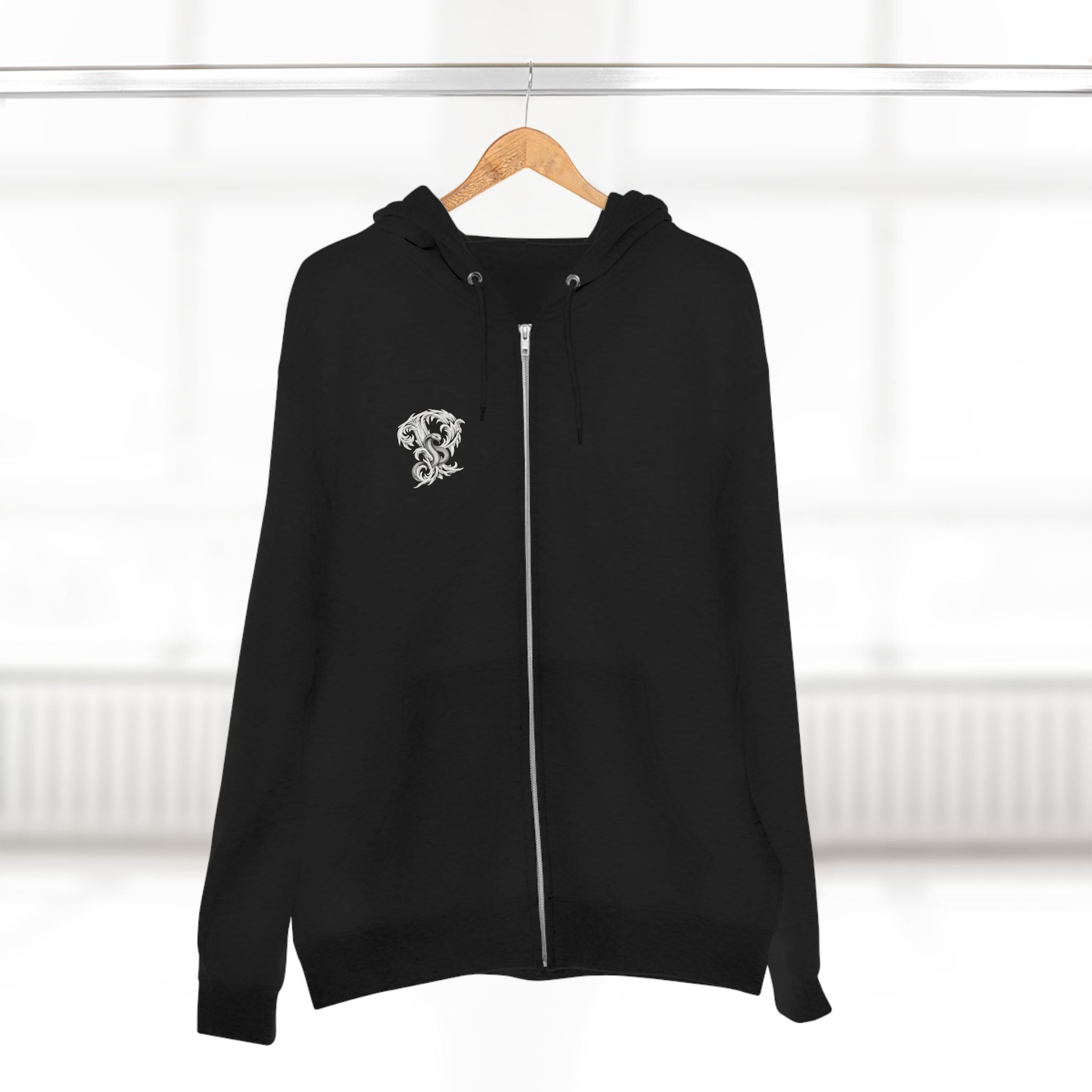Ember & Serpent Zip Hoodie — Minimal Mythic Graphic Zip-Up Printify