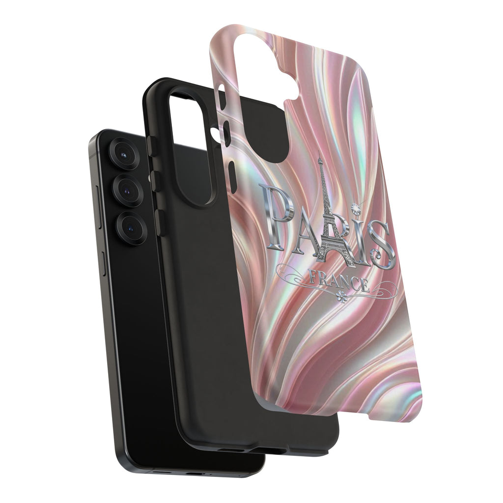 Paris Eiffel Phone Case — Iridescent Swirl Tough Case Printify