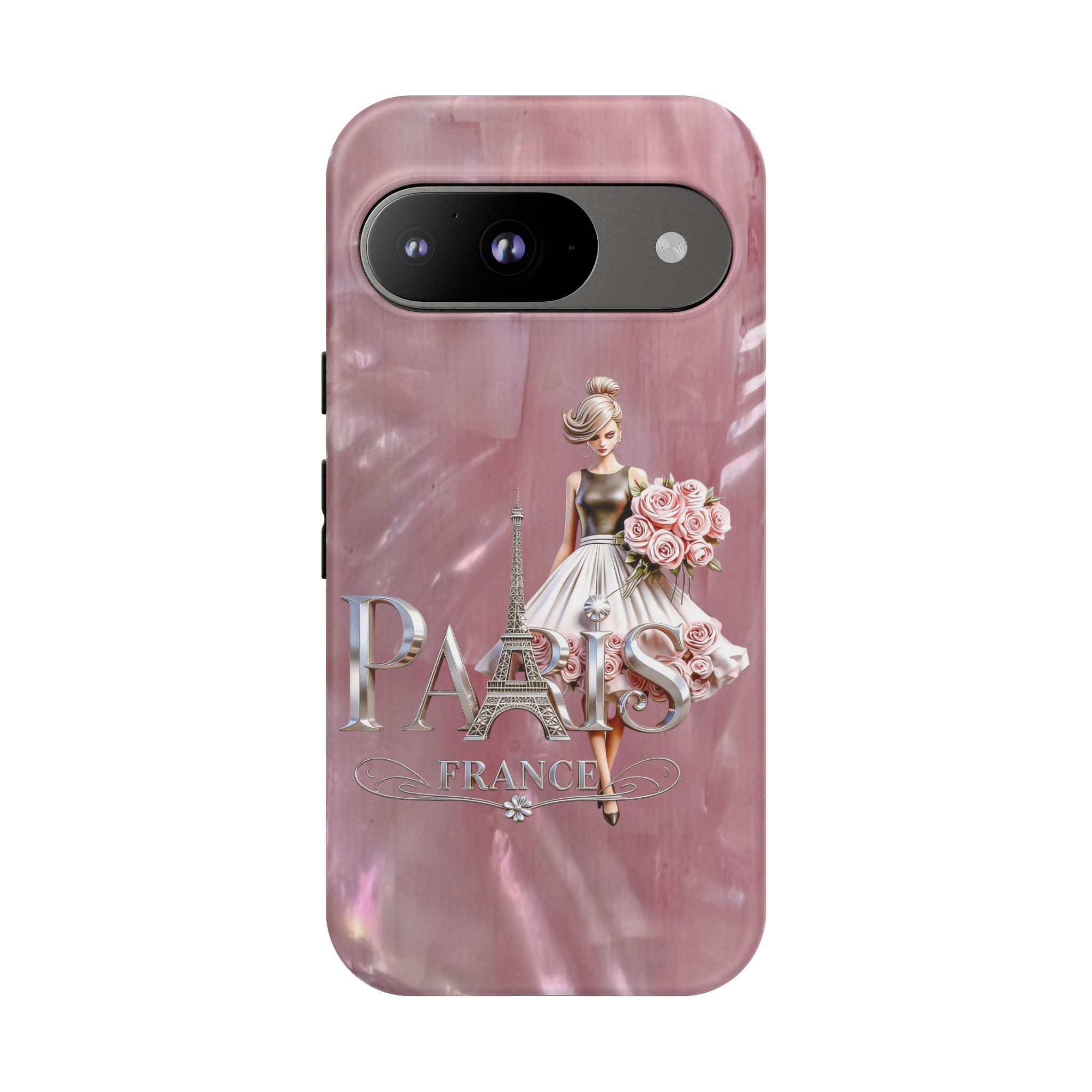 Paris Floral Phone Case - Pink Eiffel Tower Fashion Girl Tough Case Printify