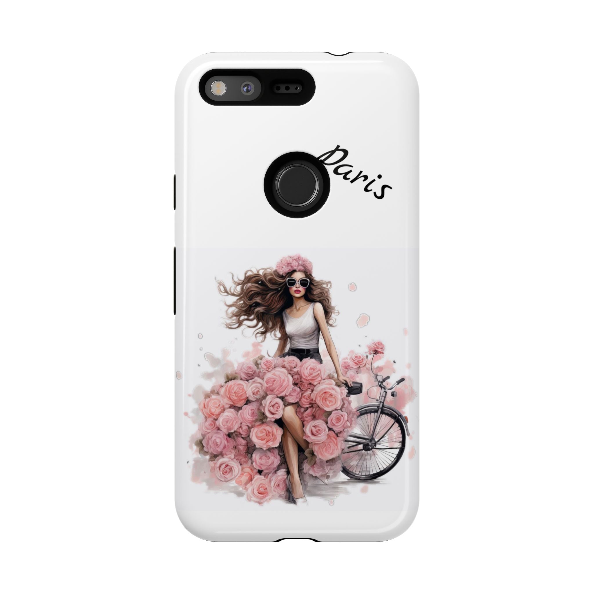 Paris Rose Bicycle woman phone case | Floral iPhone case Printify