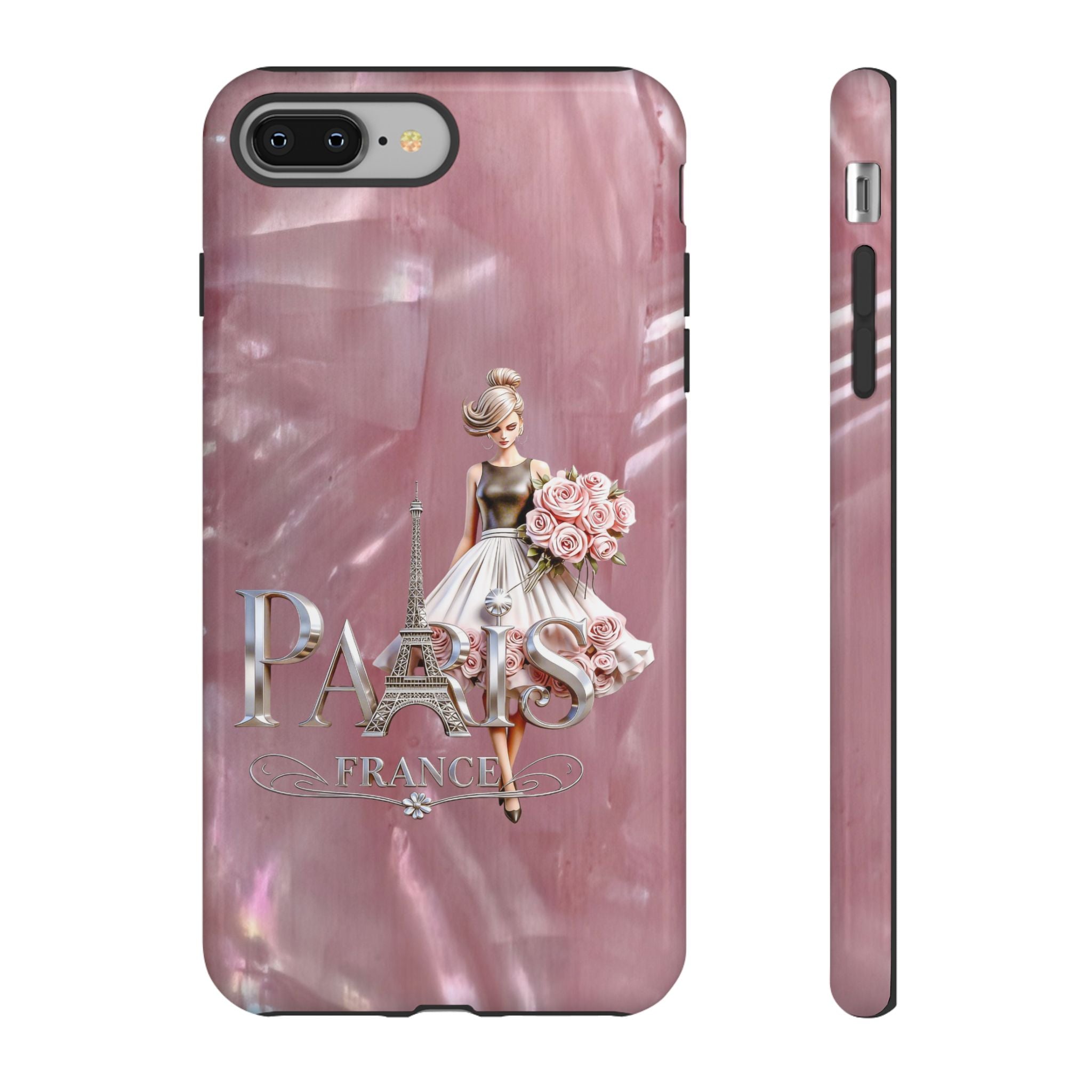 Paris Floral Phone Case - Pink Eiffel Tower Fashion Girl Tough Case Printify