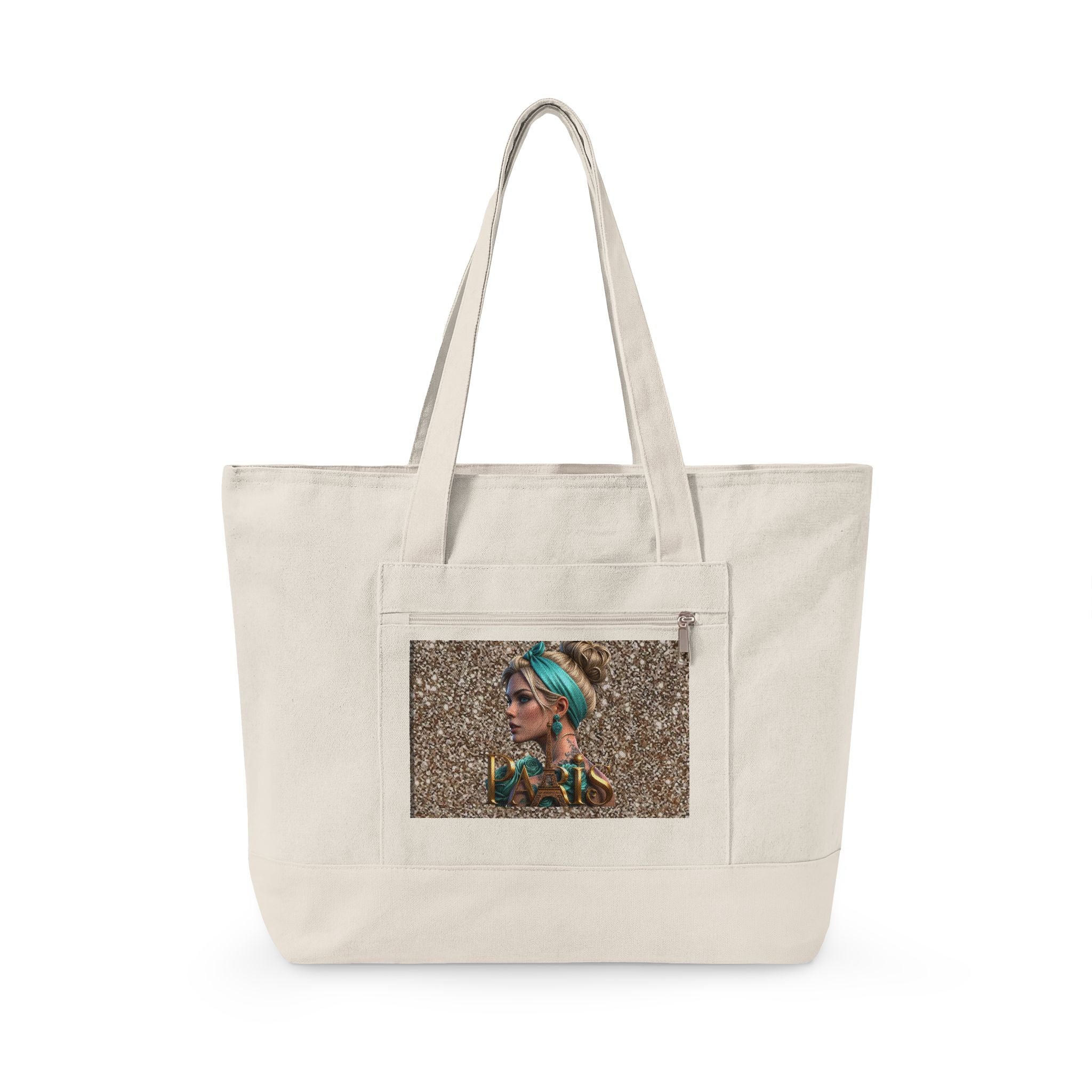 Canvas Tote Bag — Boho Woman Portrait on Glitter Background Printify