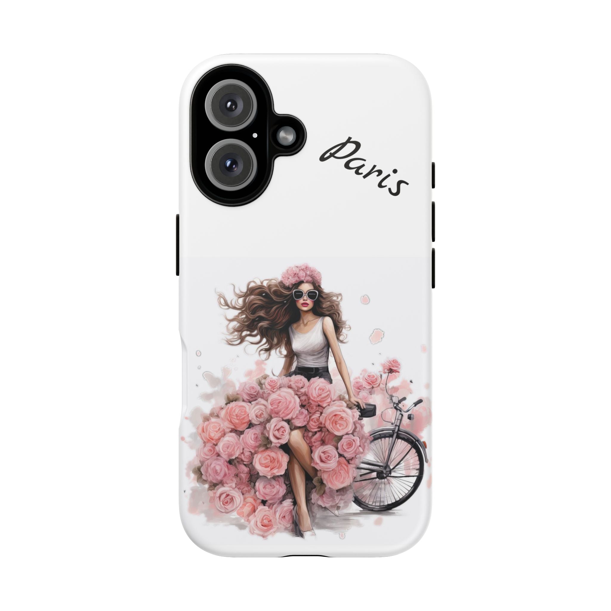 Paris Rose Bicycle woman phone case | Floral iPhone case Printify
