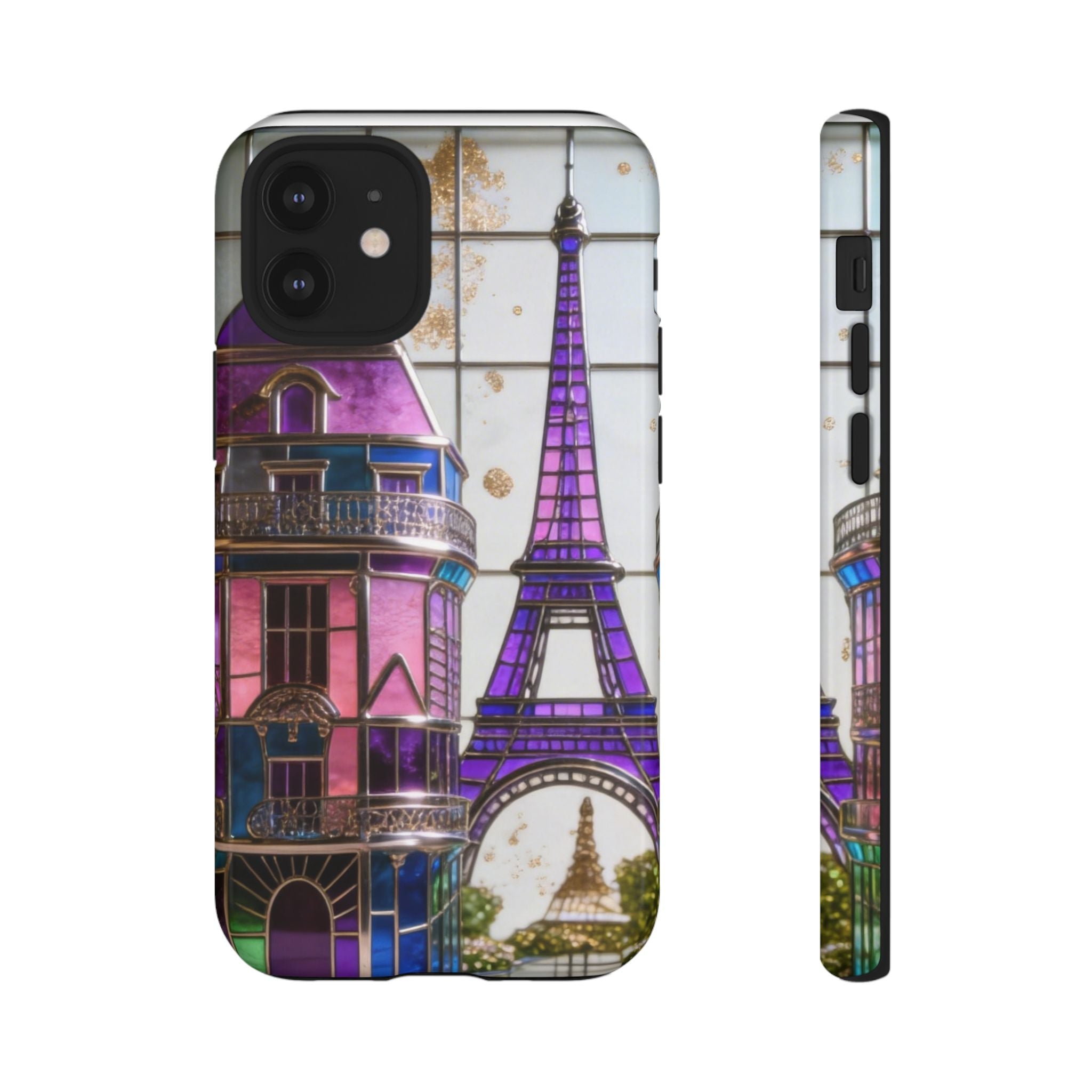 Parisian Eiffel Tower Tough Phone Case — Purple Vintage Cityscape Printify