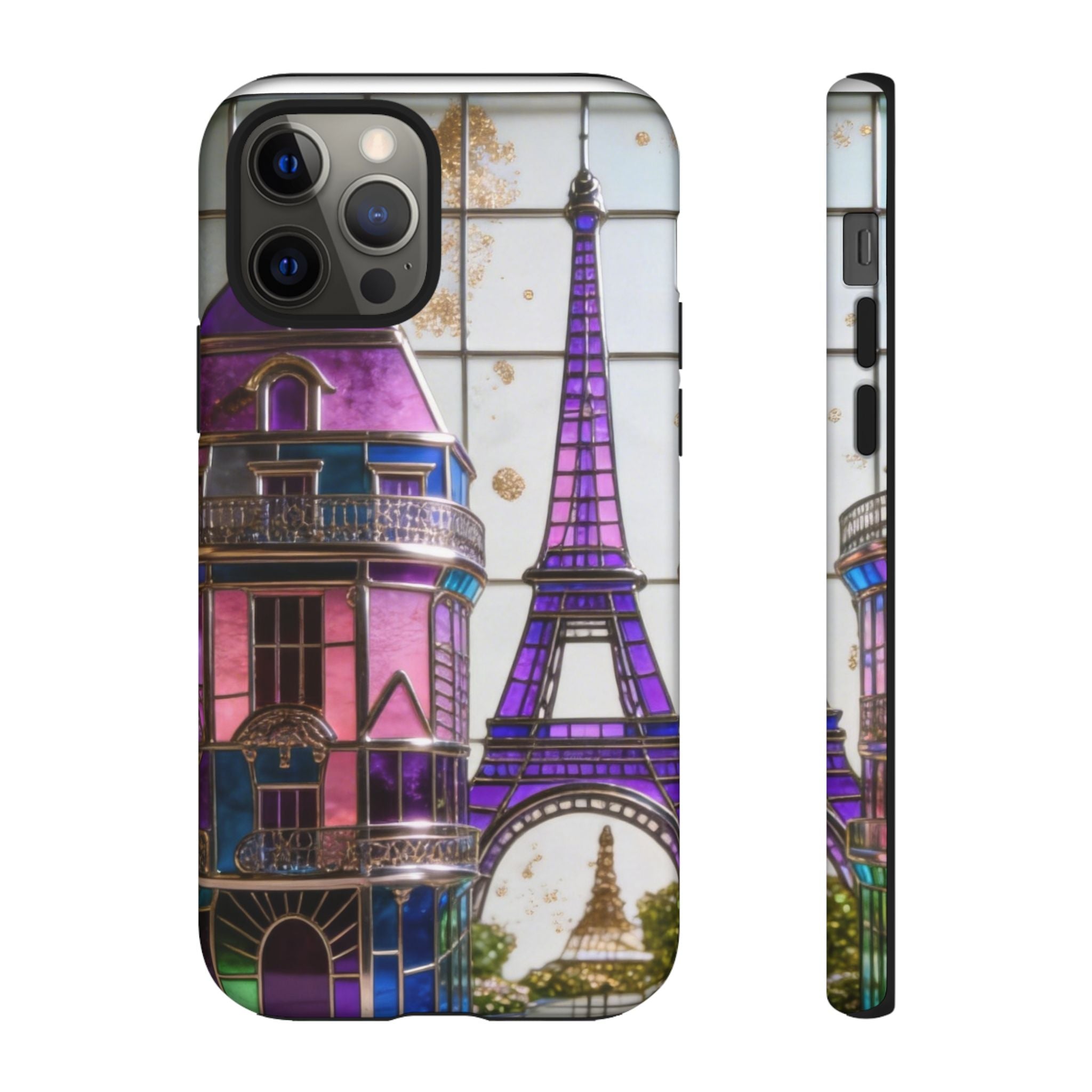Parisian Eiffel Tower Tough Phone Case — Purple Vintage Cityscape Printify