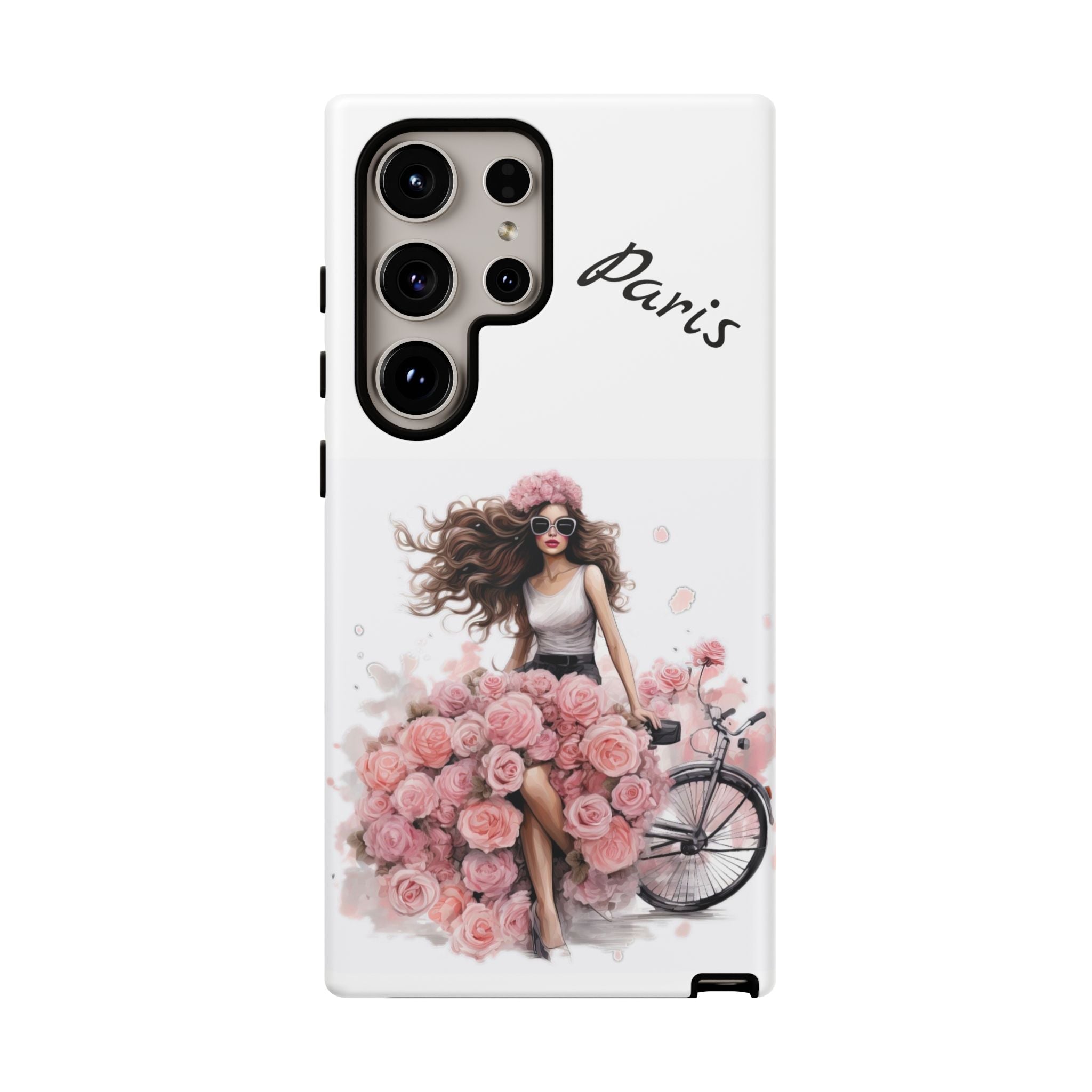 Paris Rose Bicycle woman phone case | Floral iPhone case Printify