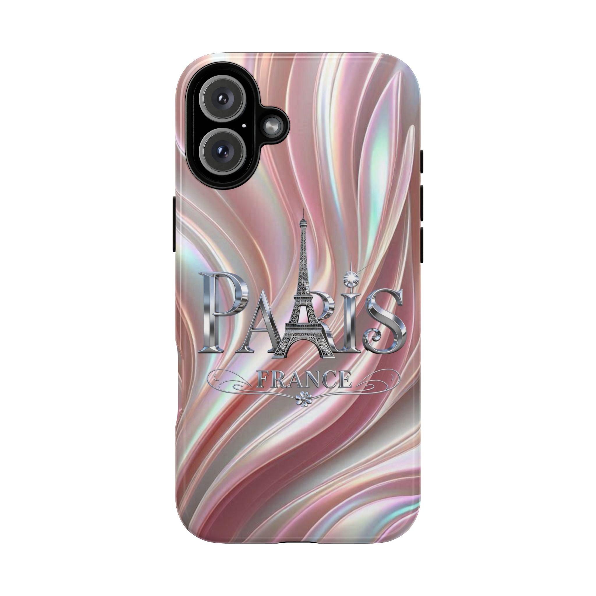 Paris Eiffel Phone Case — Iridescent Swirl Tough Case Printify
