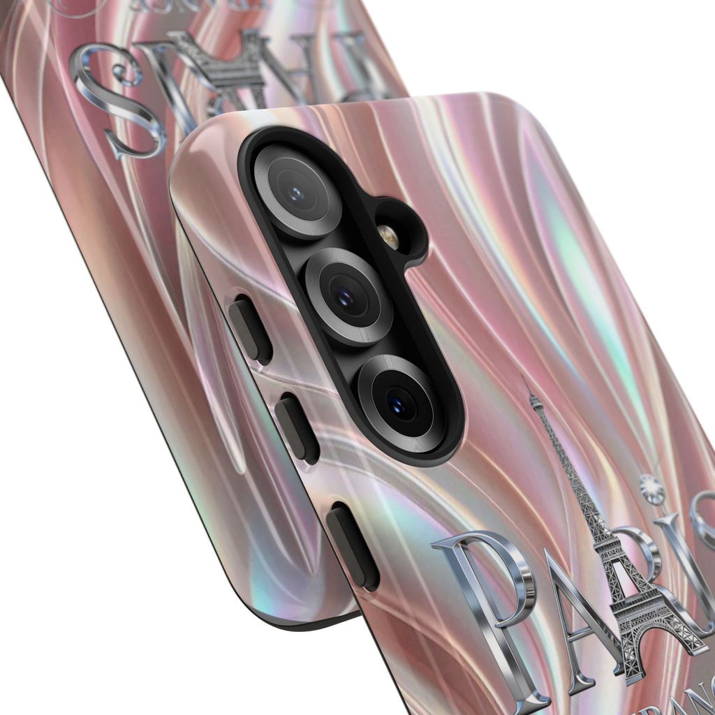 Paris Eiffel Phone Case — Iridescent Swirl Tough Case Printify