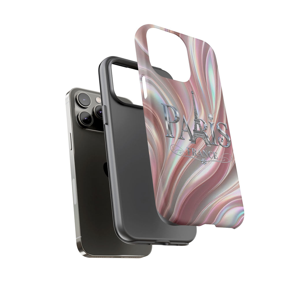Paris Eiffel Phone Case — Iridescent Swirl Tough Case Printify