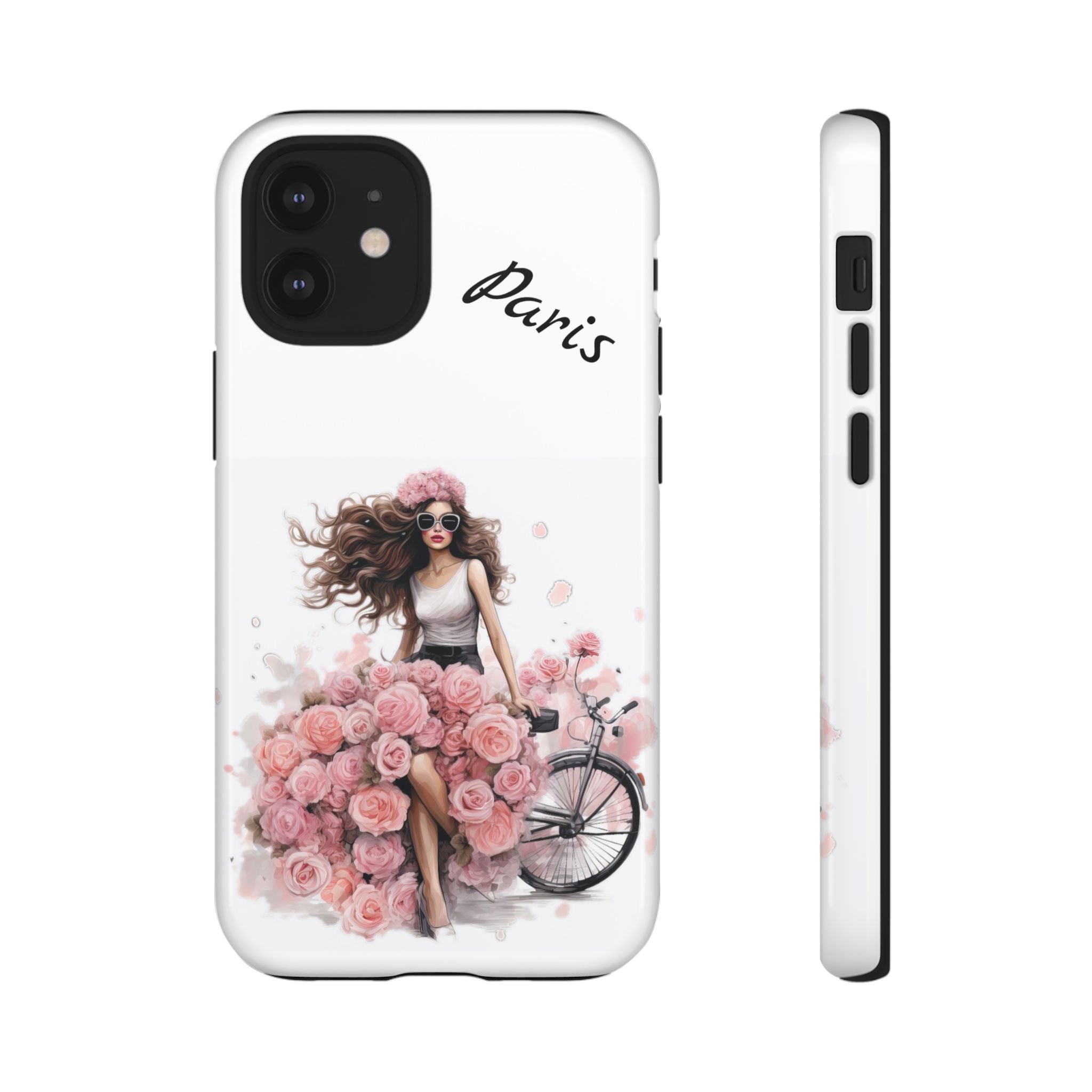 Paris Rose Bicycle woman phone case | Floral iPhone case Printify