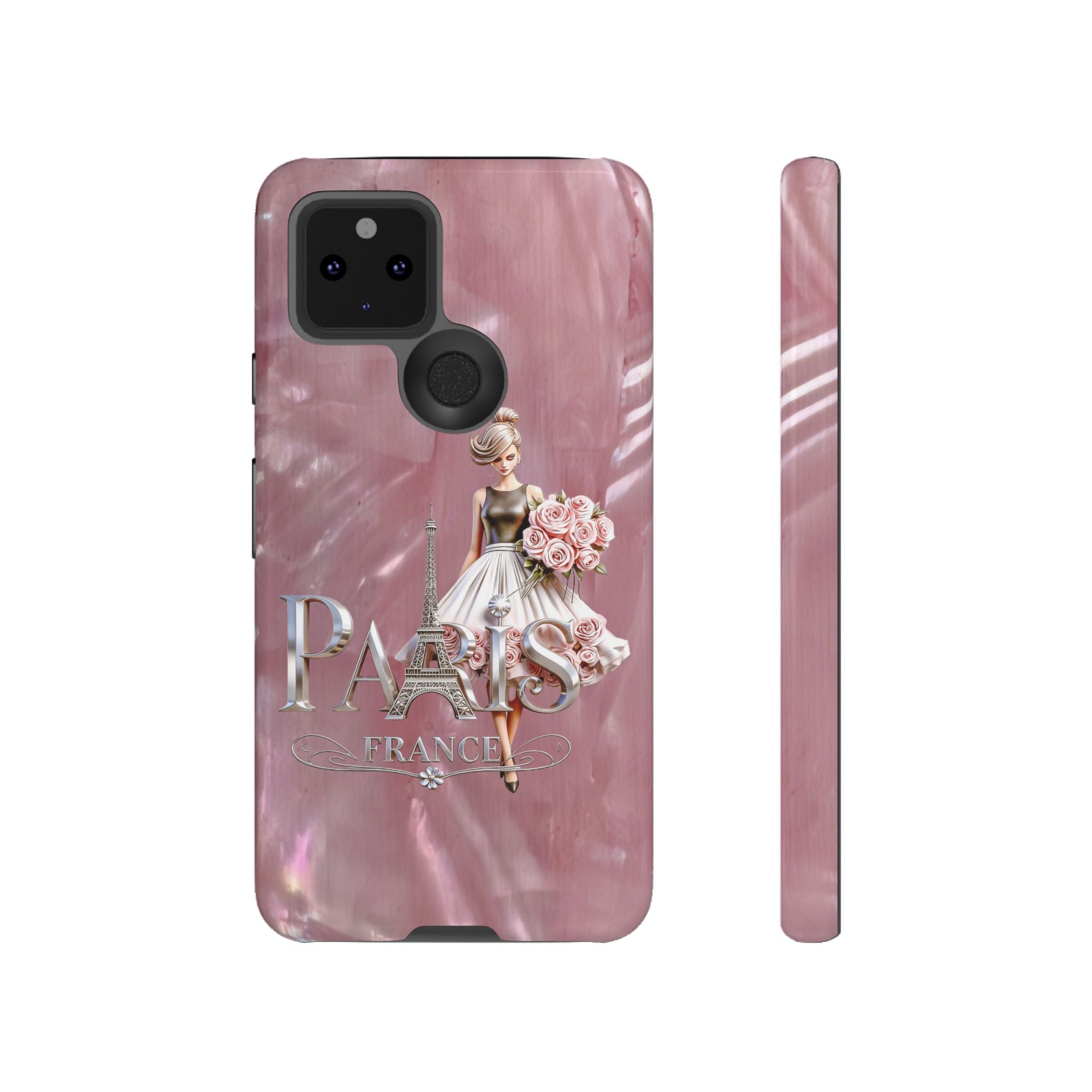 Paris Floral Phone Case - Pink Eiffel Tower Fashion Girl Tough Case Printify