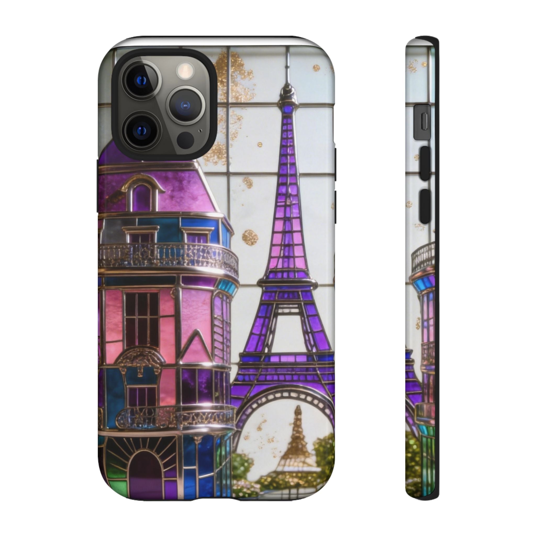 Parisian Eiffel Tower Tough Phone Case — Purple Vintage Cityscape Printify