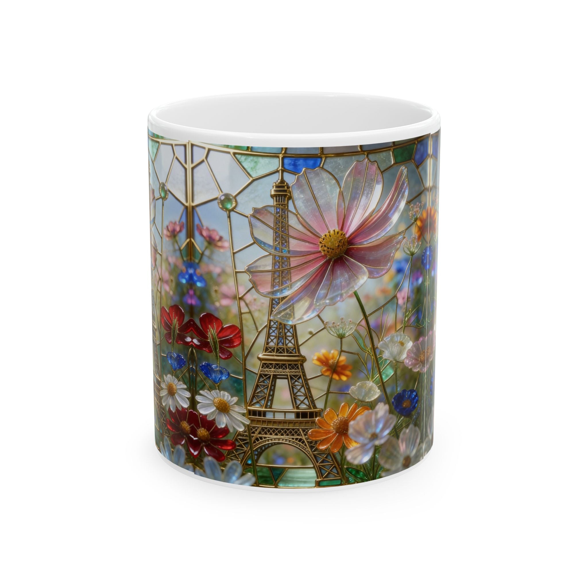 Colorful Glass Cup Ceramic Mug — Bright Rainbow 11oz & 15oz Printify