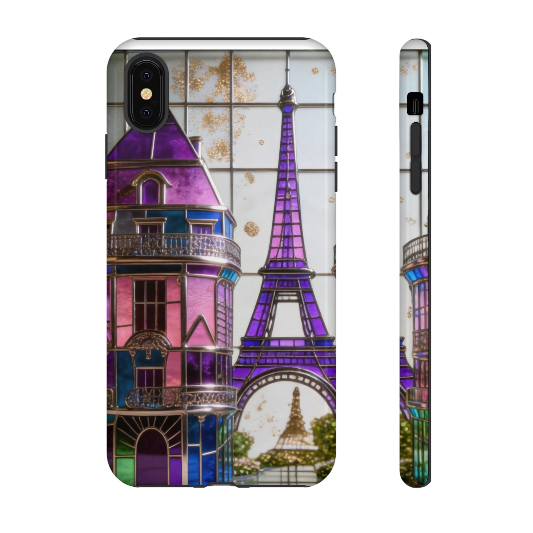Parisian Eiffel Tower Tough Phone Case — Purple Vintage Cityscape Printify