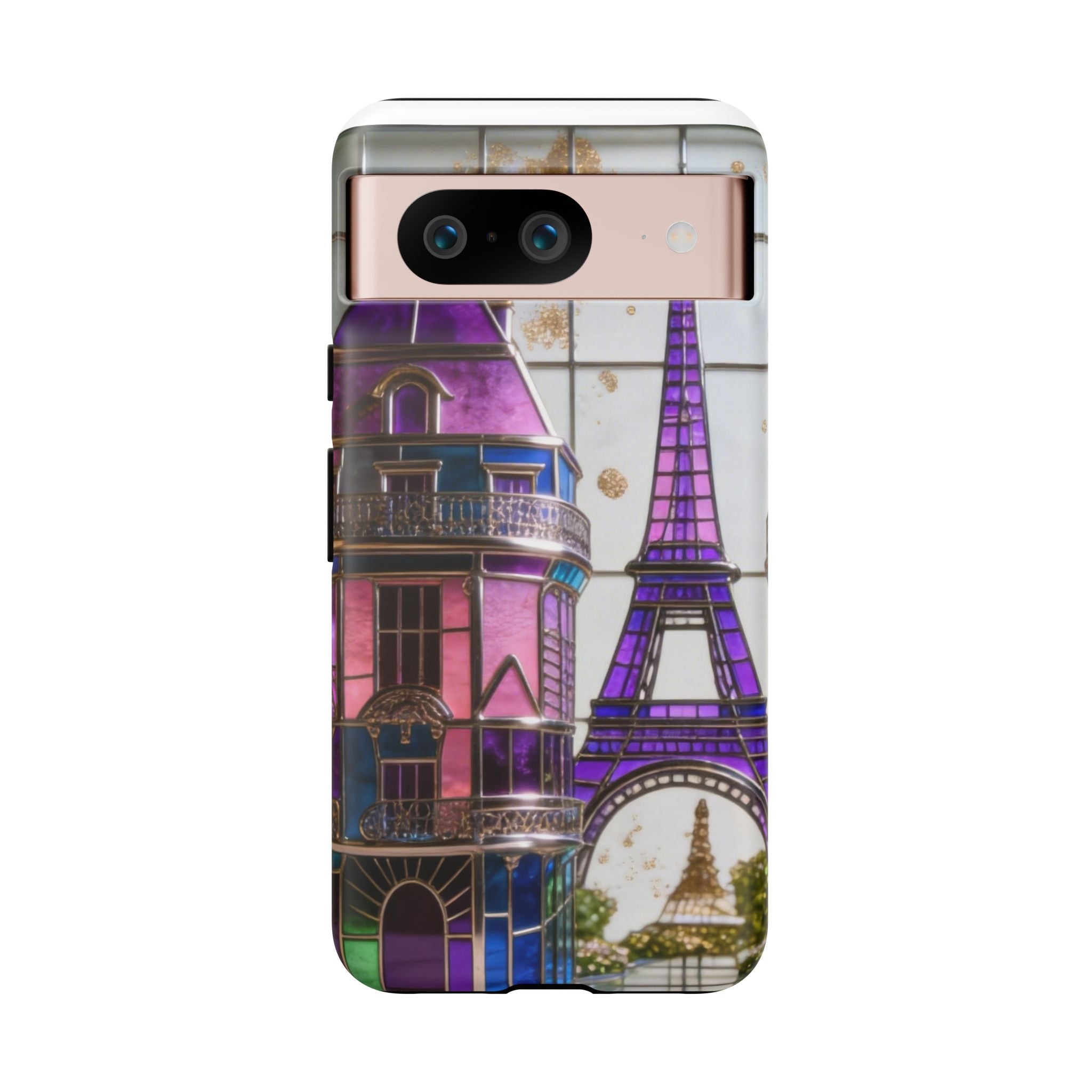 Parisian Eiffel Tower Tough Phone Case — Purple Vintage Cityscape Printify
