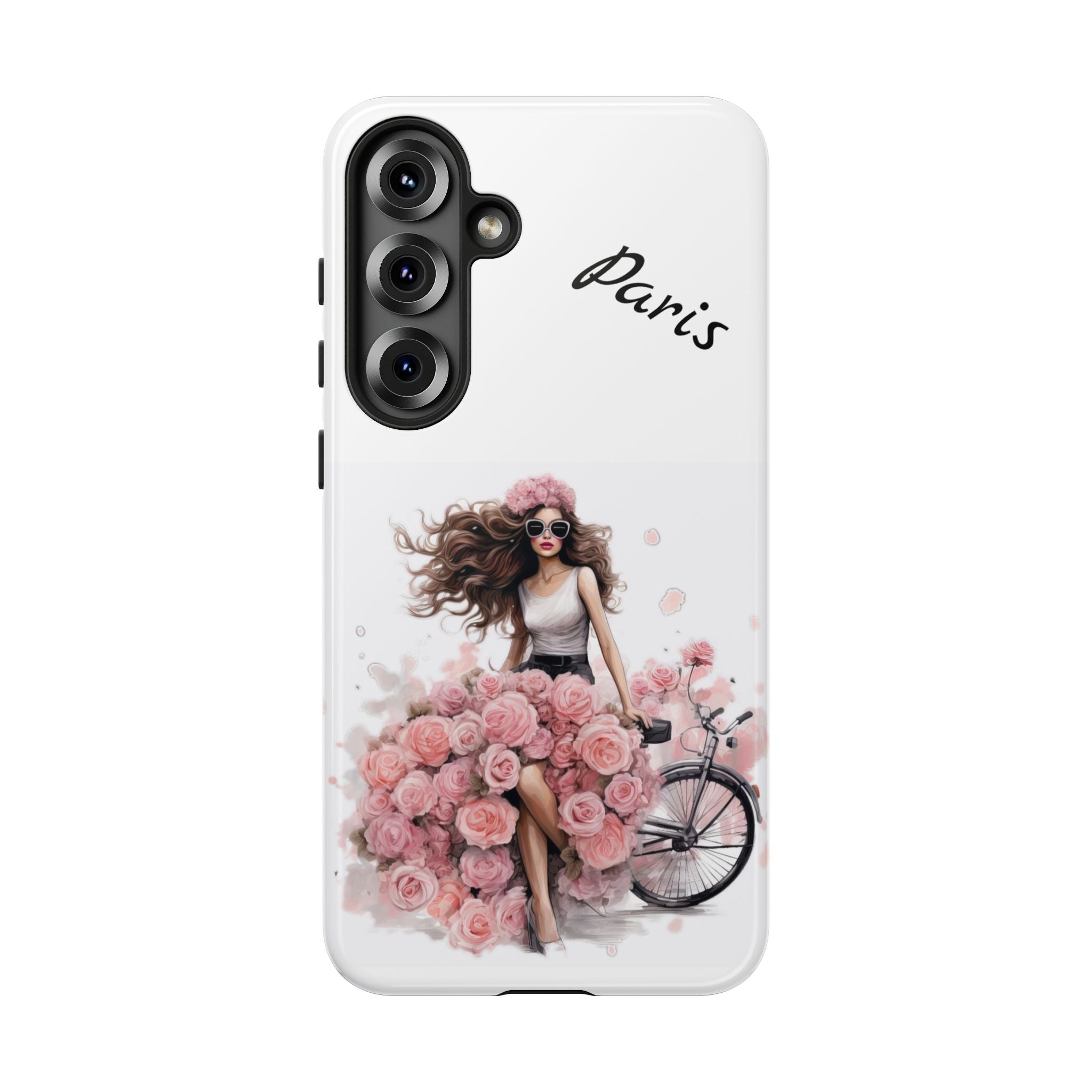 Paris Rose Bicycle woman phone case | Floral iPhone case Printify