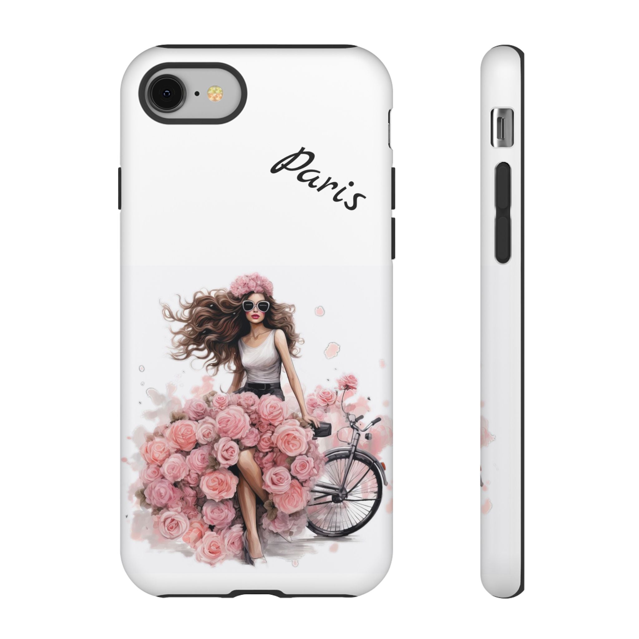 Paris Rose Bicycle woman phone case | Floral iPhone case Printify