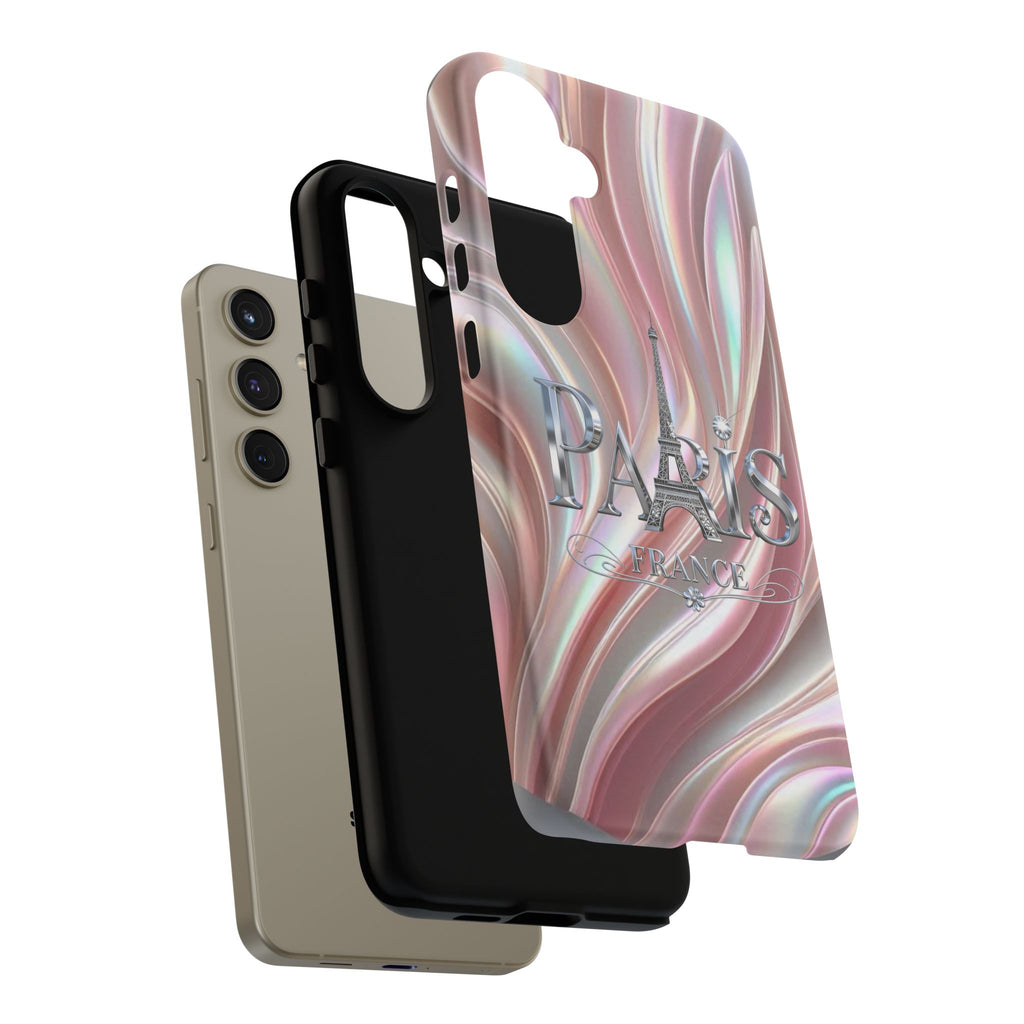 Paris Eiffel Phone Case — Iridescent Swirl Tough Case Printify