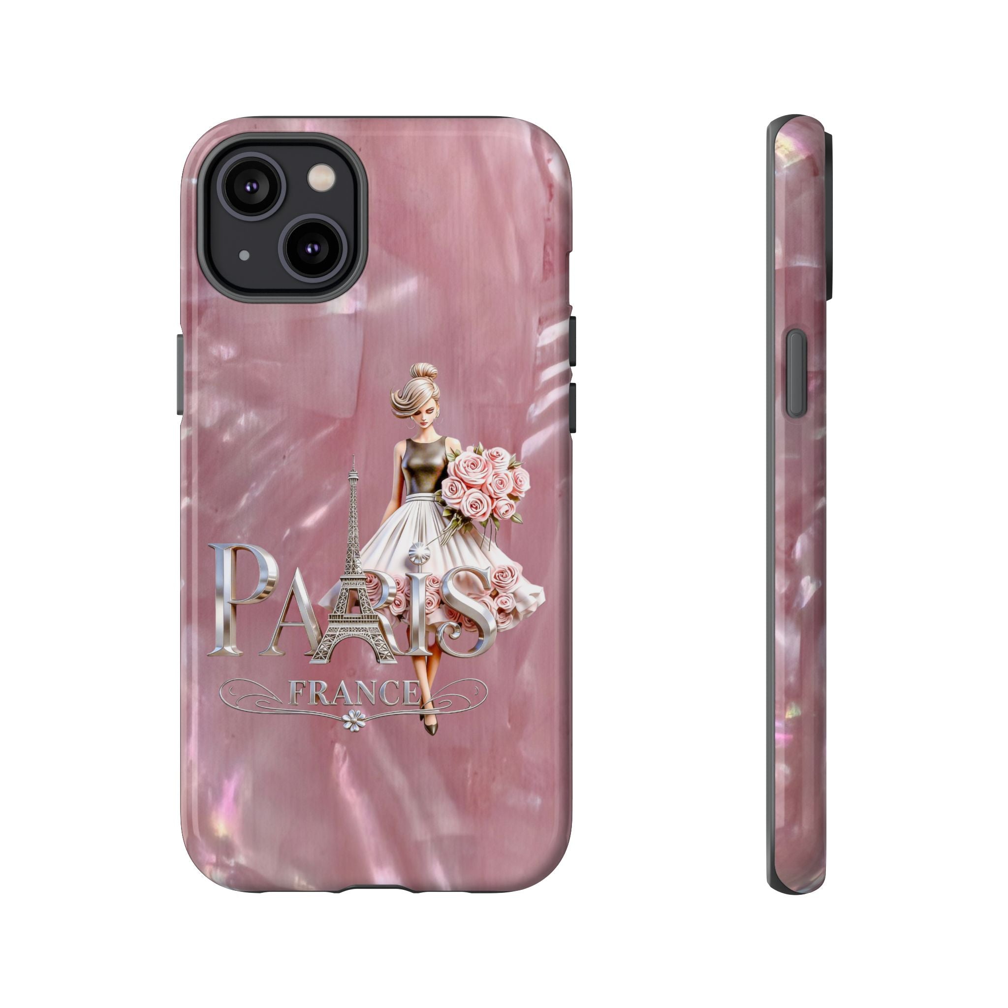 Paris Floral Phone Case - Pink Eiffel Tower Fashion Girl Tough Case Printify