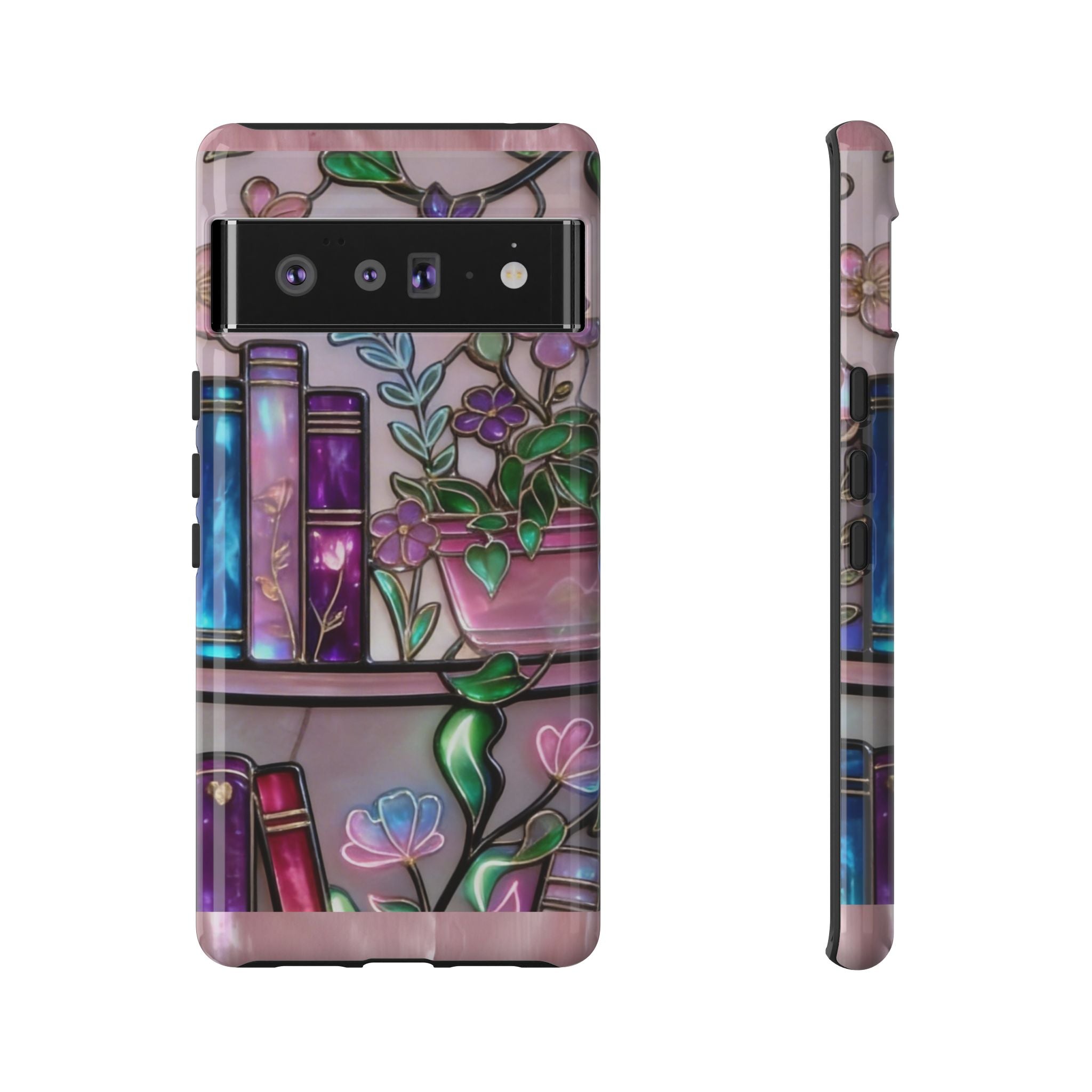 Floral Bookshelf Phone Case — Pastel Botanicals & Magical Book Art Printify