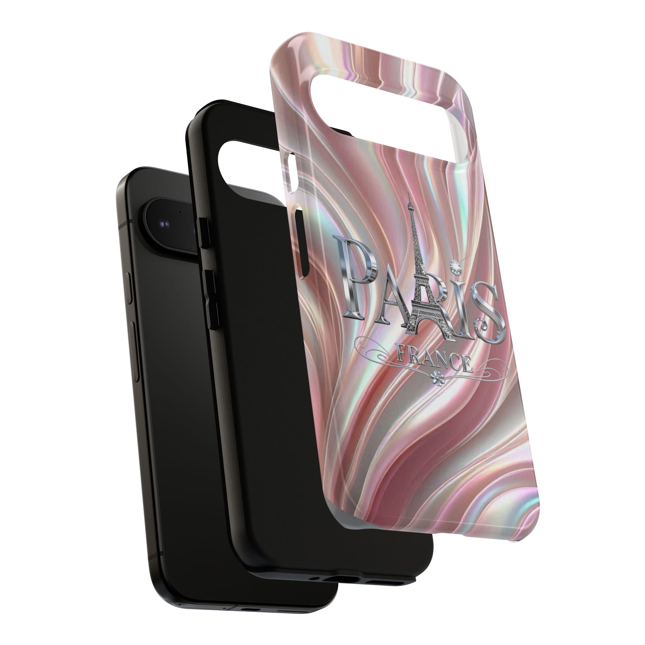 Paris Eiffel Phone Case — Iridescent Swirl Tough Case Printify