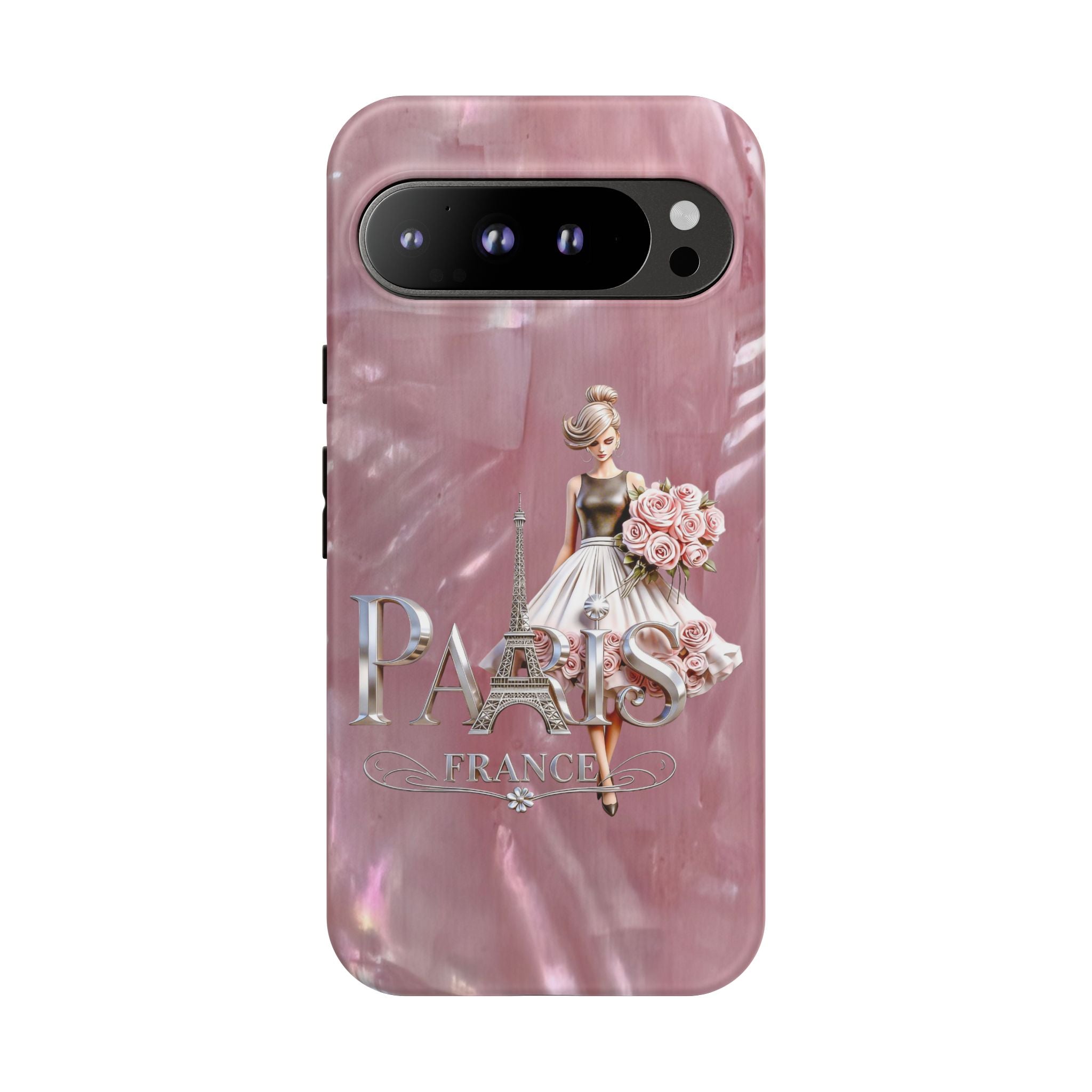 Paris Floral Phone Case - Pink Eiffel Tower Fashion Girl Tough Case Printify