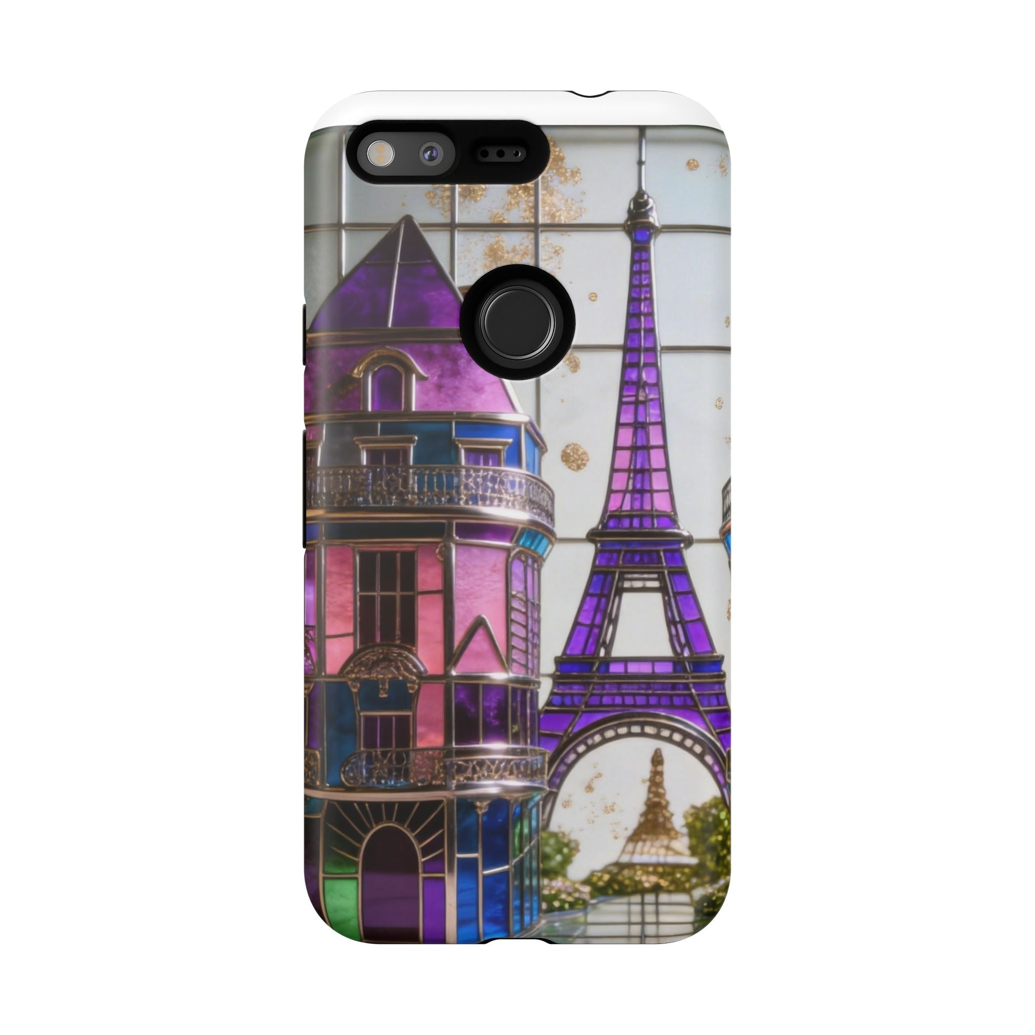 Parisian Eiffel Tower Tough Phone Case — Purple Vintage Cityscape Printify