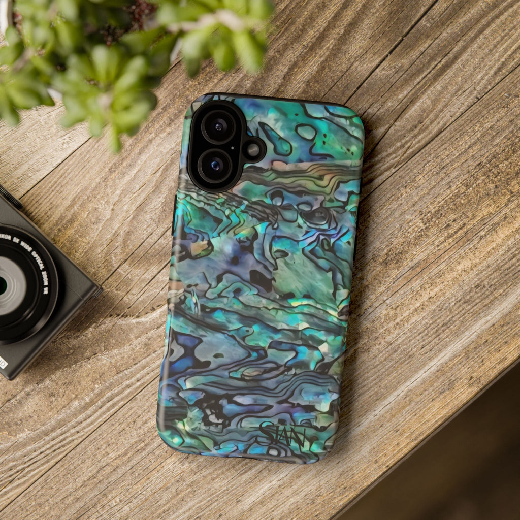 Abalone Shell Pattern Phone Case | Iridescent Ocean Swirl Protective Cover Printify