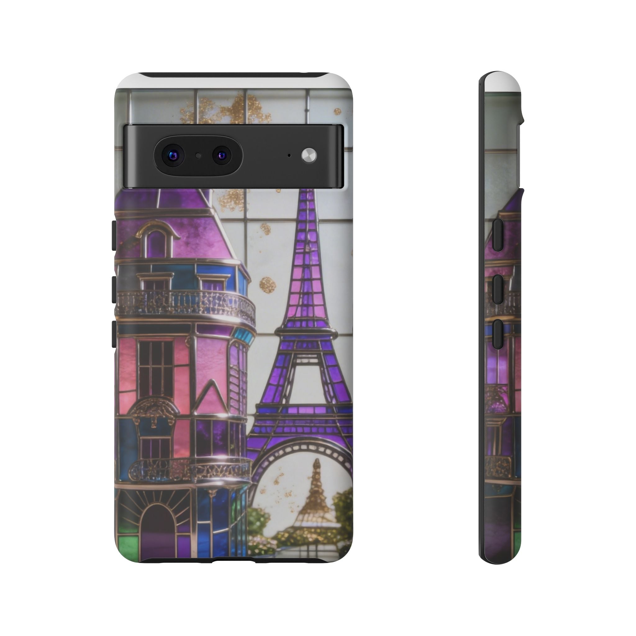 Parisian Eiffel Tower Tough Phone Case — Purple Vintage Cityscape Printify