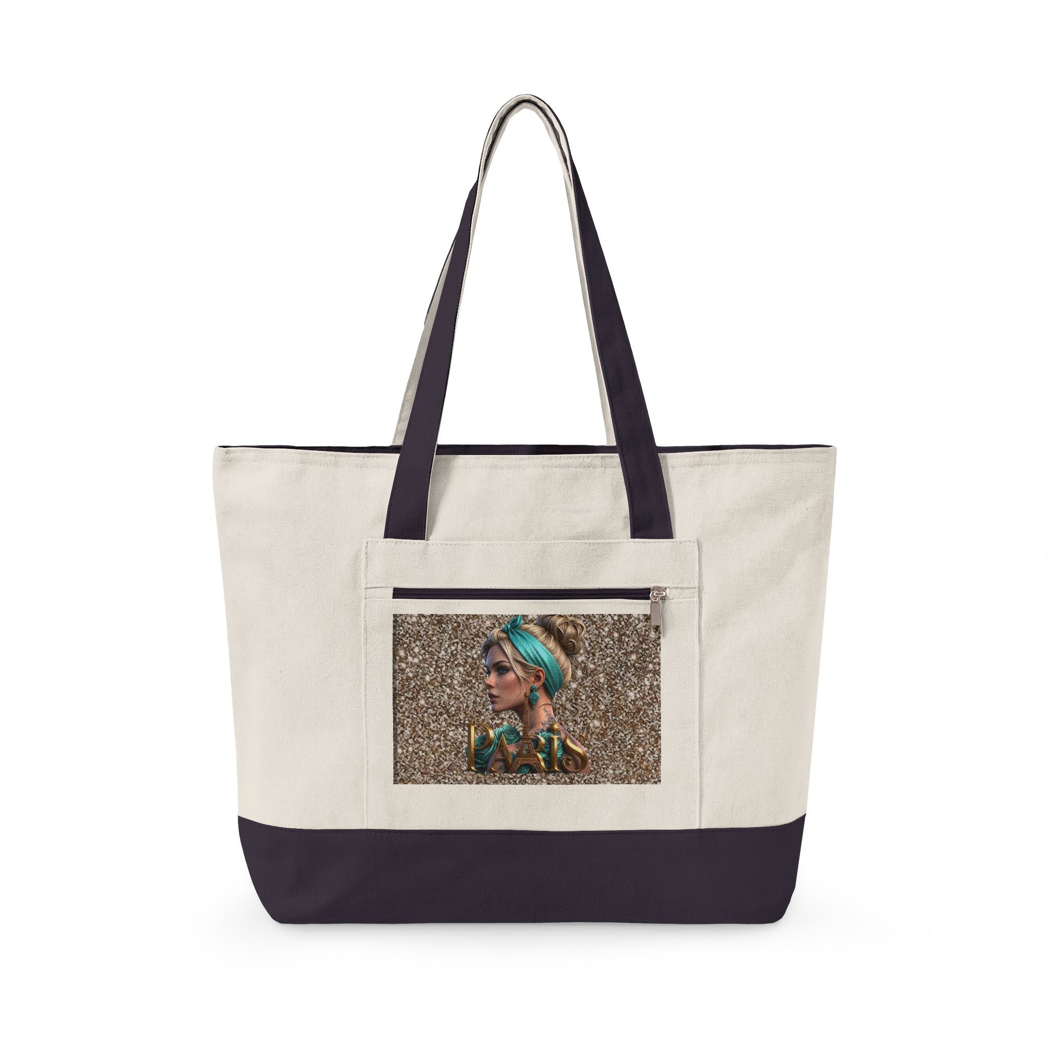 Canvas Tote Bag — Boho Woman Portrait on Glitter Background Printify