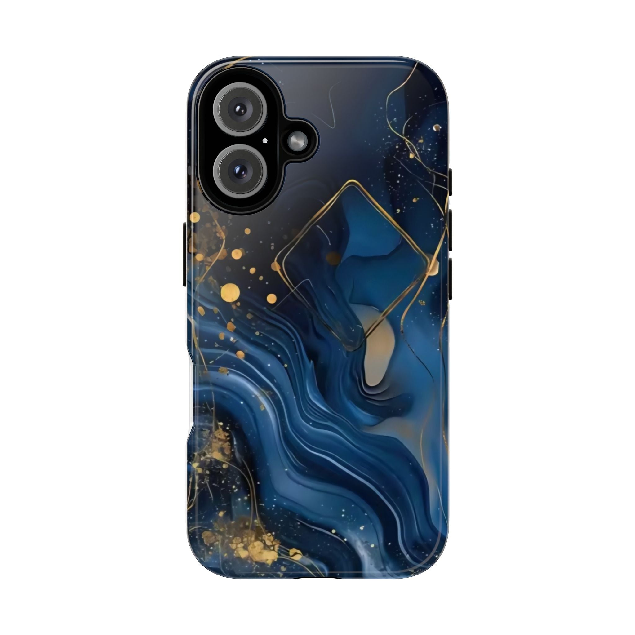 Blue Gold Marble Tough Phone Case — Protective Artistic iPhone Cover Printify