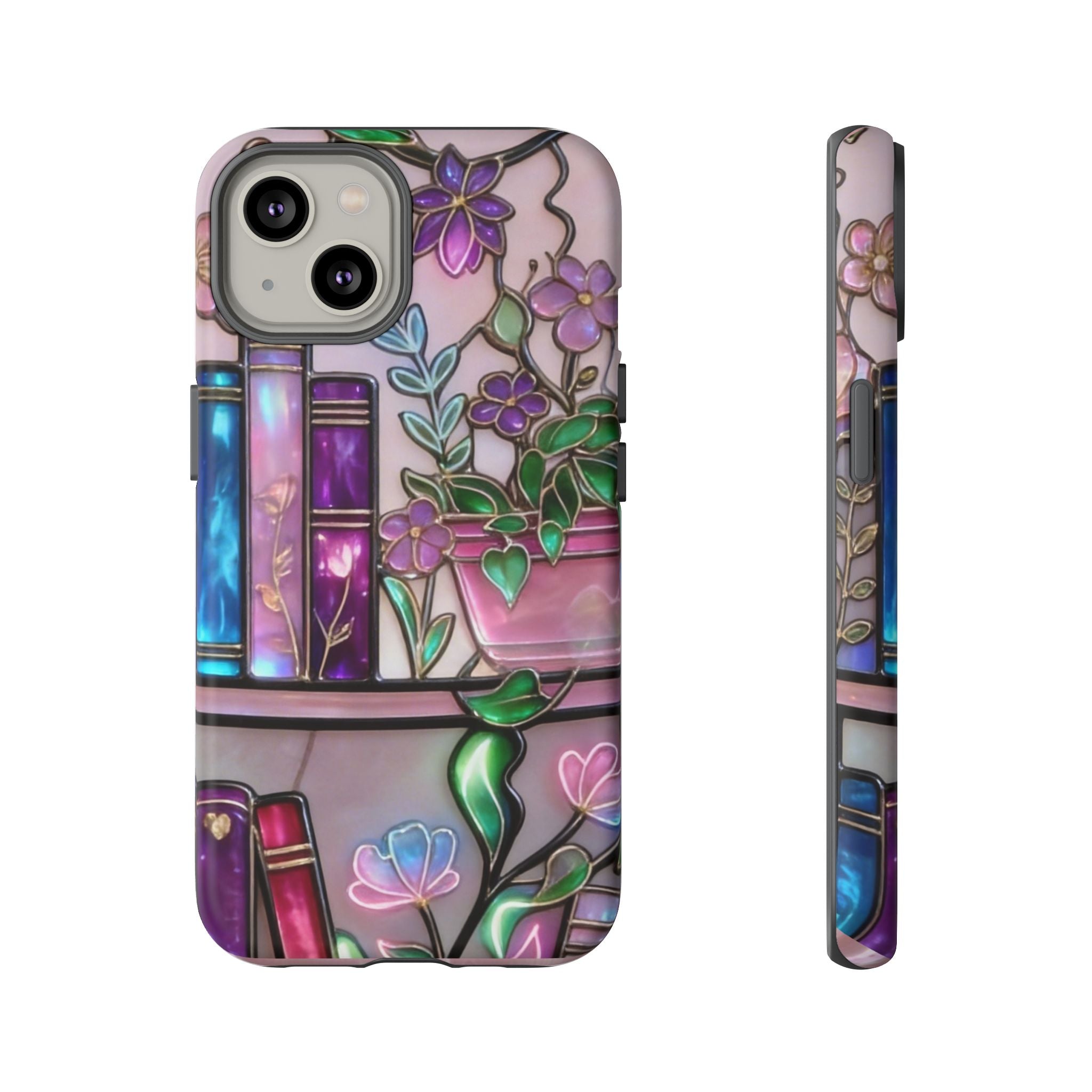 Floral Bookshelf Phone Case — Pastel Botanicals & Magical Book Art Printify