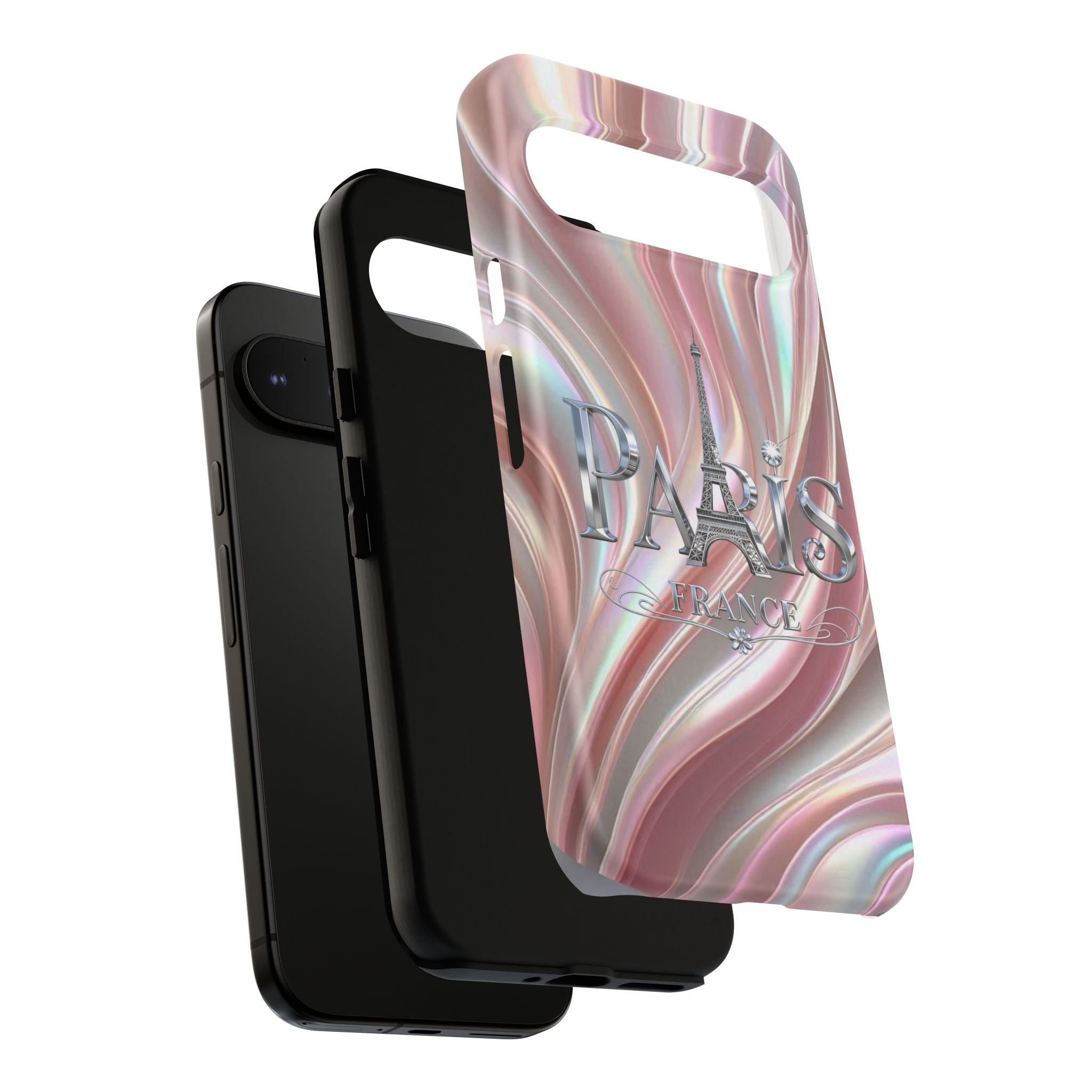 Paris Eiffel Phone Case — Iridescent Swirl Tough Case Printify