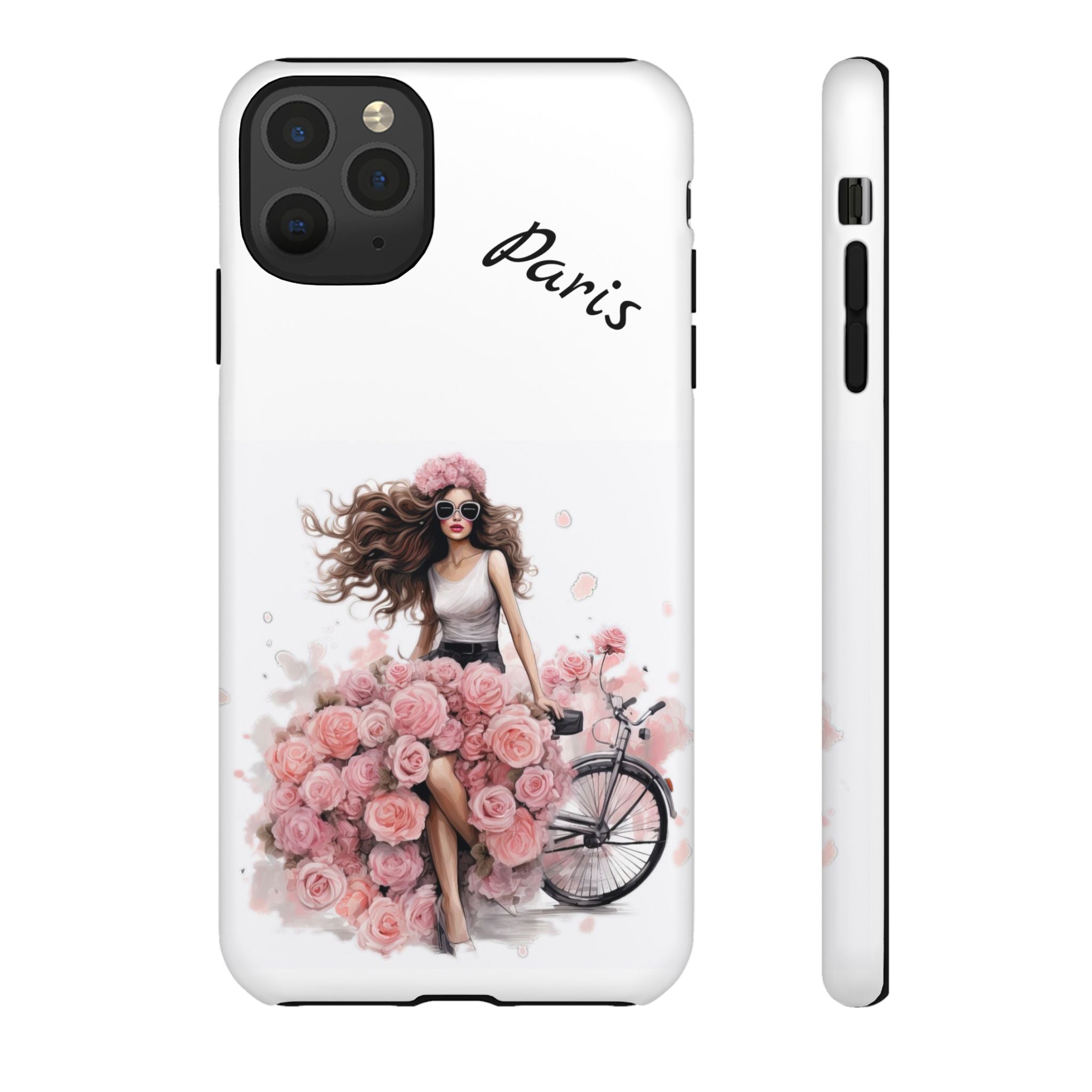 Paris Rose Bicycle woman phone case | Floral iPhone case Printify
