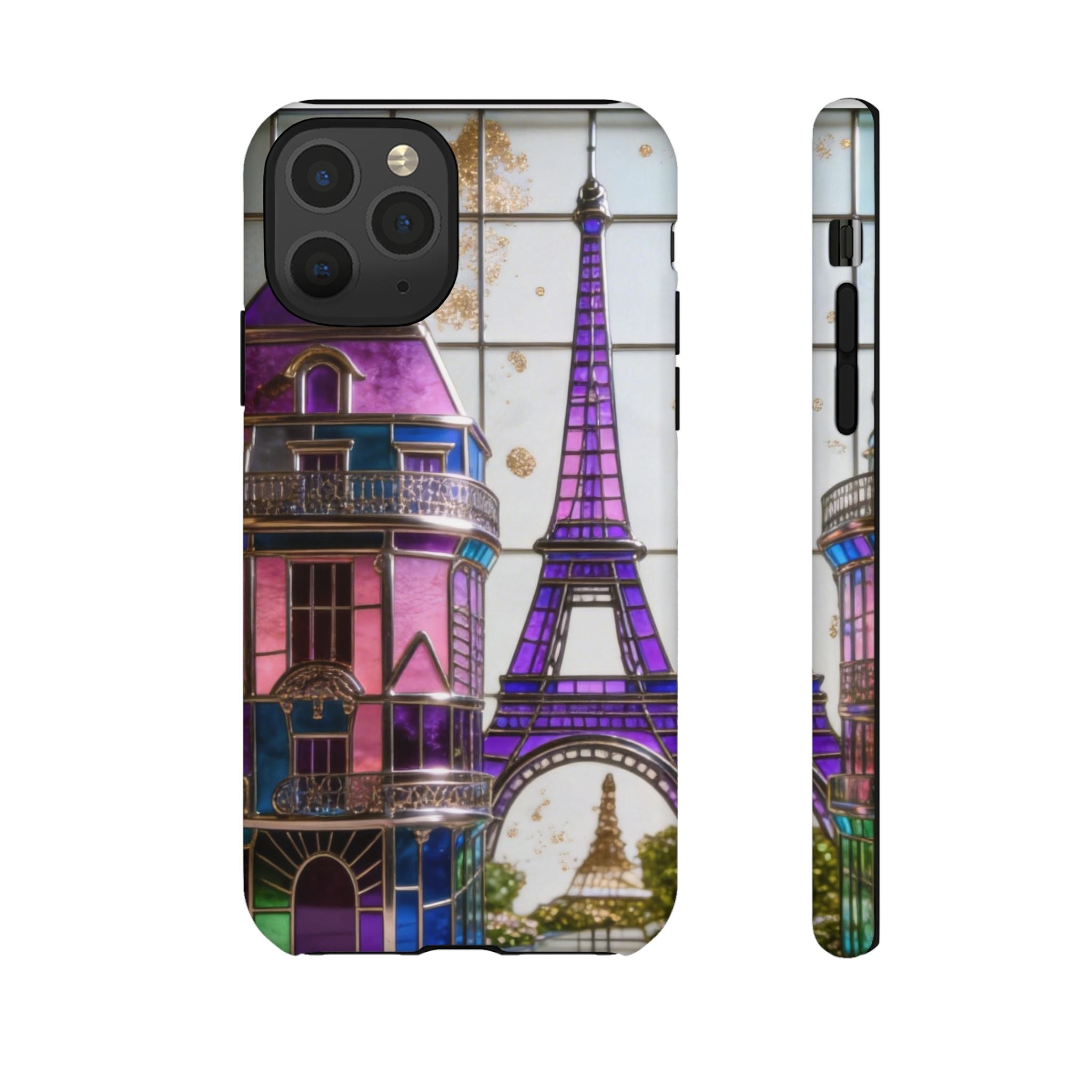 Parisian Eiffel Tower Tough Phone Case — Purple Vintage Cityscape Printify