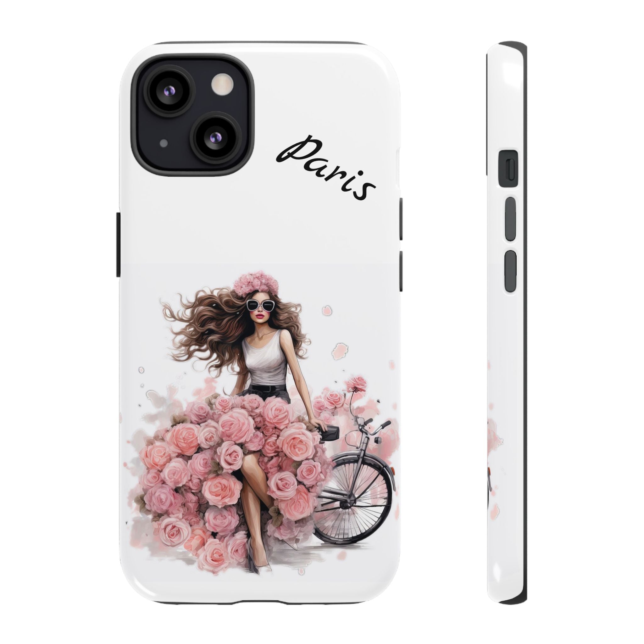 Paris Rose Bicycle woman phone case | Floral iPhone case Printify