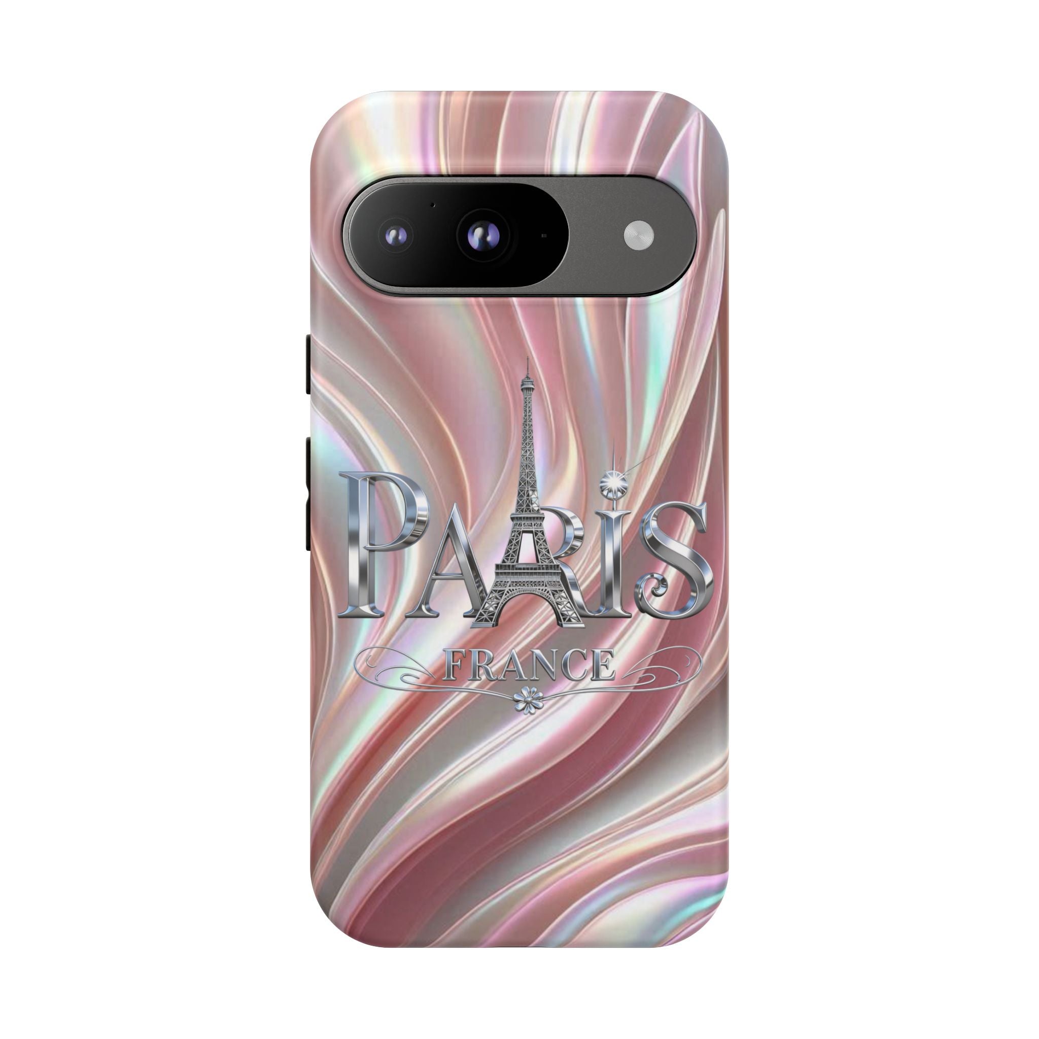 Paris Eiffel Phone Case — Iridescent Swirl Tough Case Printify