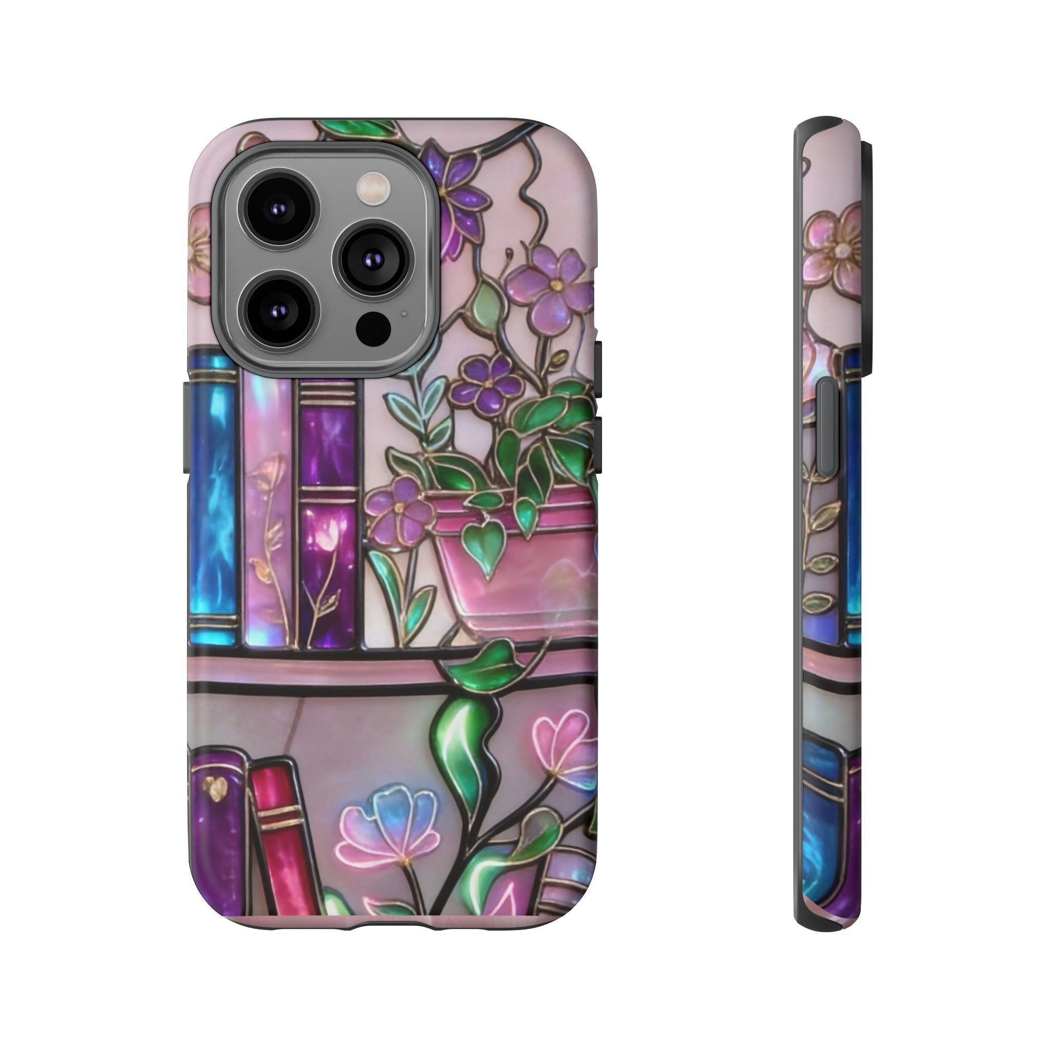 Floral Bookshelf Phone Case — Pastel Botanicals & Magical Book Art Printify