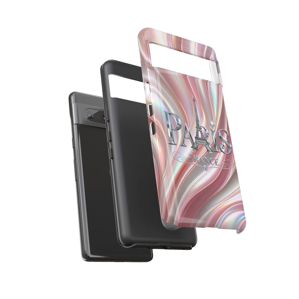 Paris Eiffel Phone Case — Iridescent Swirl Tough Case Printify