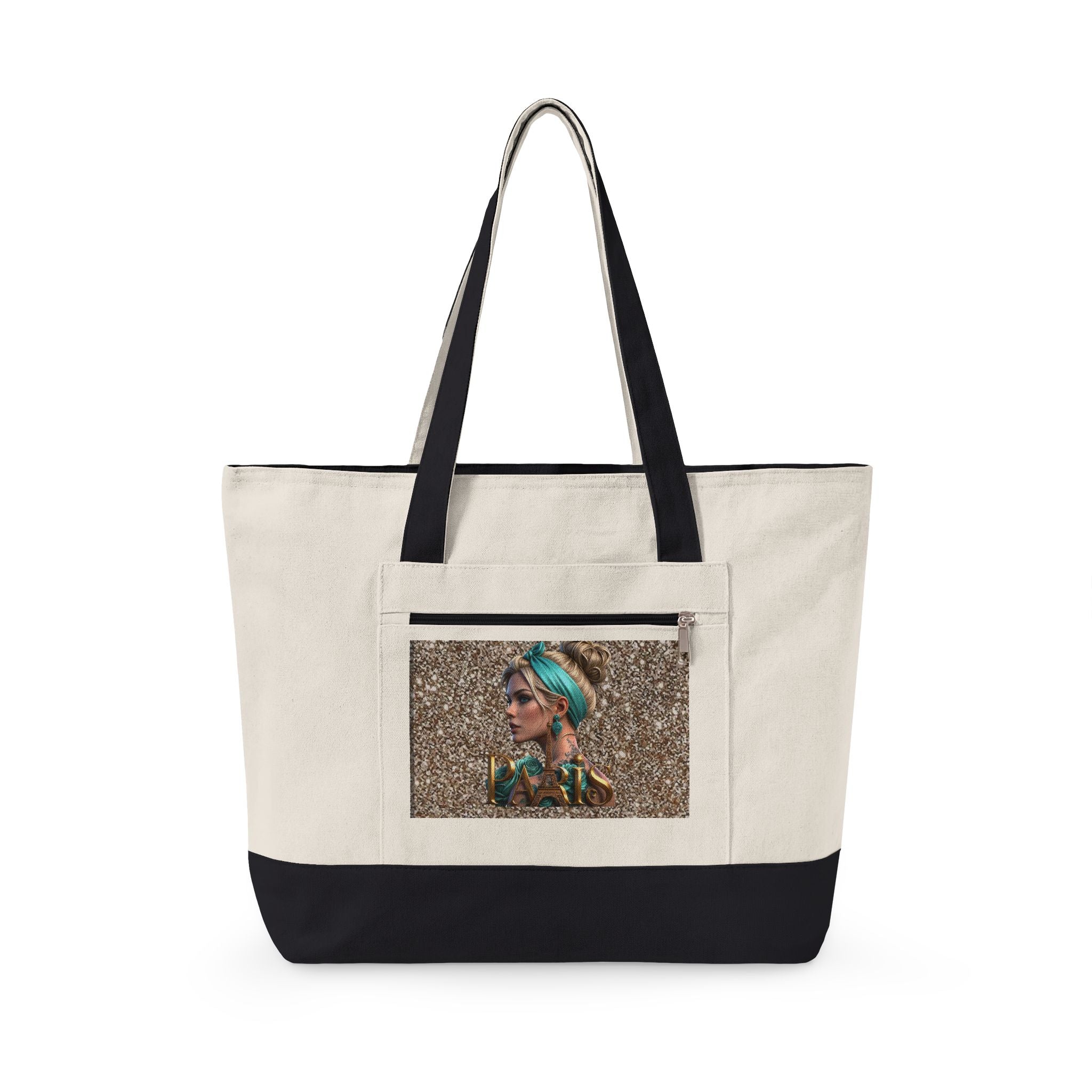 Canvas Tote Bag — Boho Woman Portrait on Glitter Background Printify