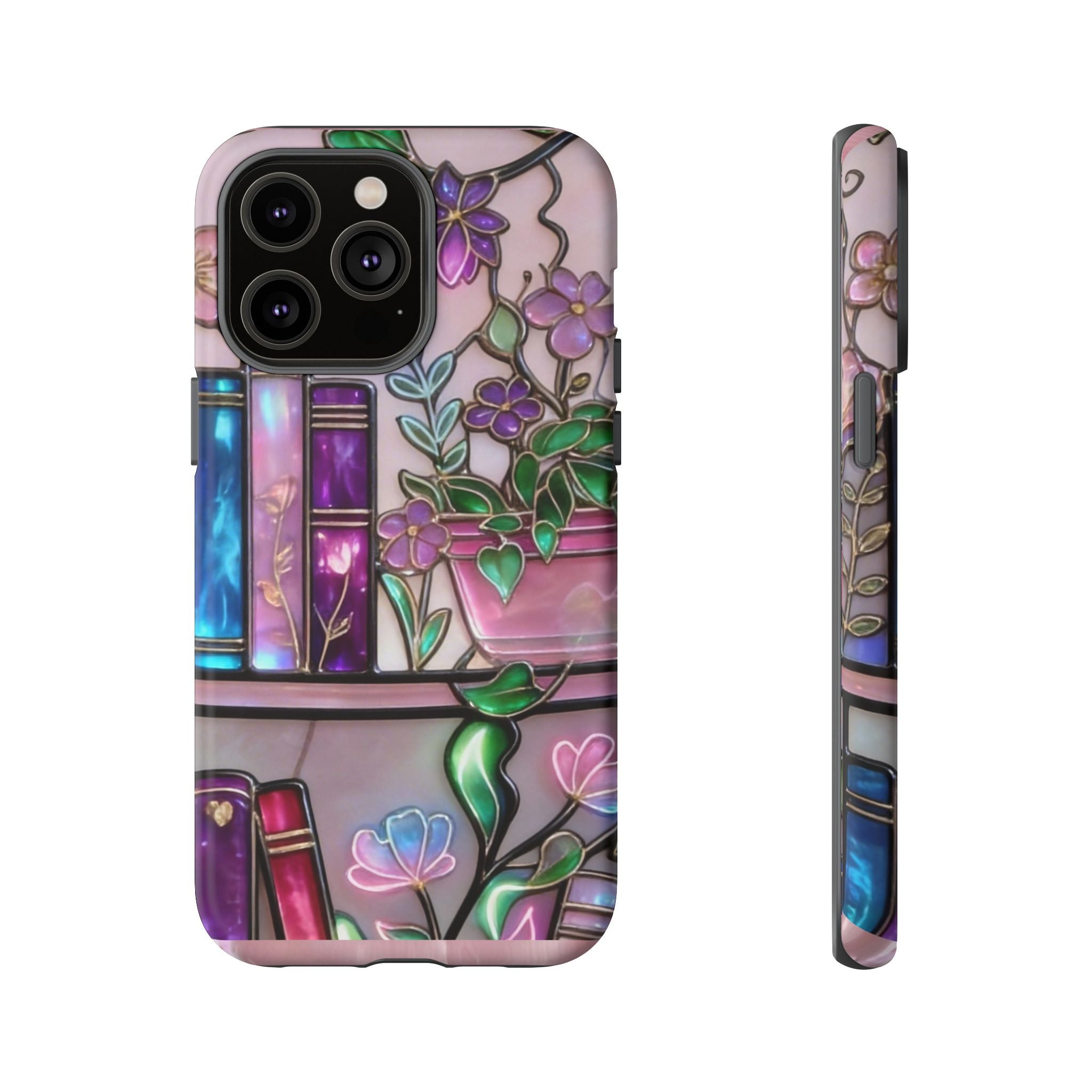 Floral Bookshelf Phone Case — Pastel Botanicals & Magical Book Art Printify
