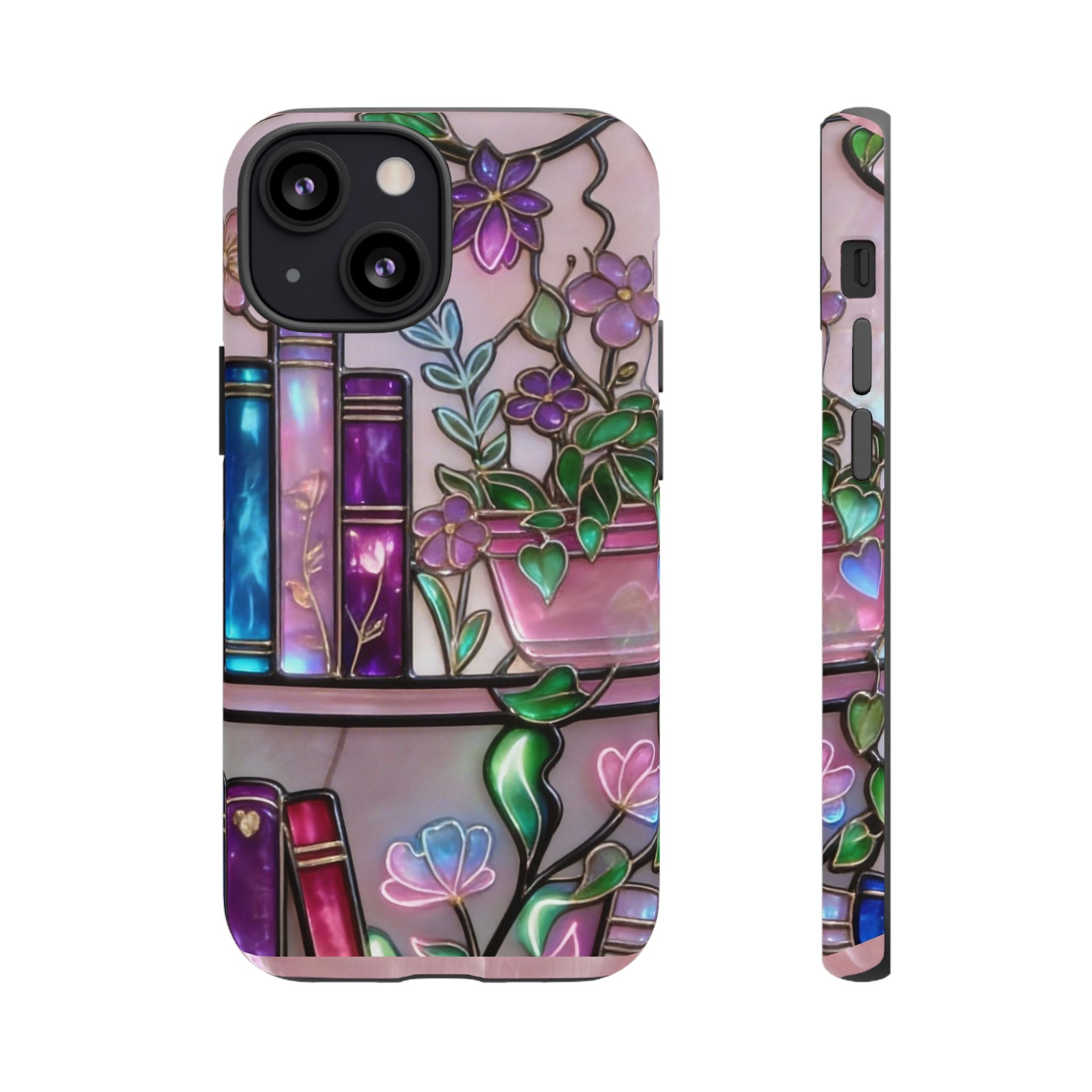 Floral Bookshelf Phone Case — Pastel Botanicals & Magical Book Art Printify