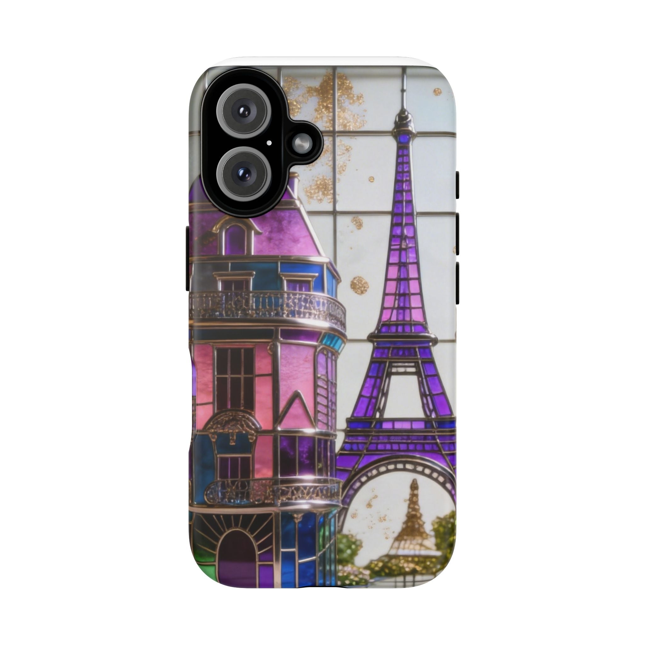 Parisian Eiffel Tower Tough Phone Case — Purple Vintage Cityscape Printify