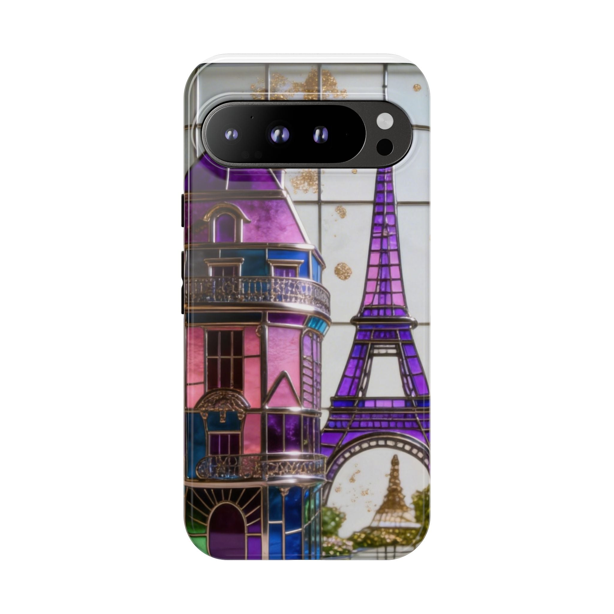 Parisian Eiffel Tower Tough Phone Case — Purple Vintage Cityscape Printify