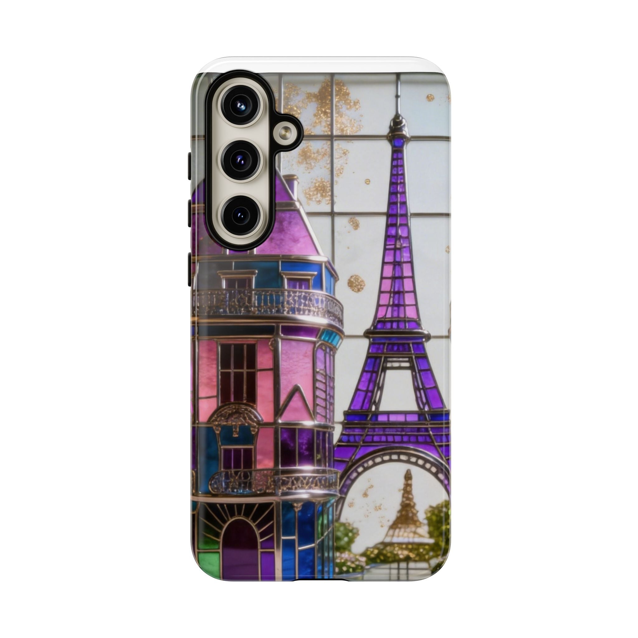 Parisian Eiffel Tower Tough Phone Case — Purple Vintage Cityscape Printify