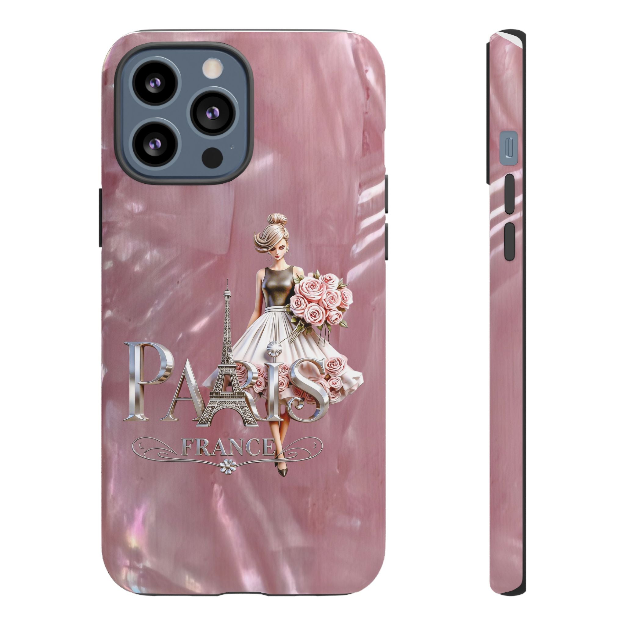 Paris Floral Phone Case - Pink Eiffel Tower Fashion Girl Tough Case Printify